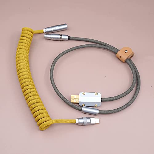 Premium Coiled USB C Cable - Handmade Custom Mechanical Keyboard Cable with Aviator Connector | Compatible with Type-C, Micro USB & Mini USB | Perfect for Gaming Setups, Office Workstations & Custom Keyboard Builds