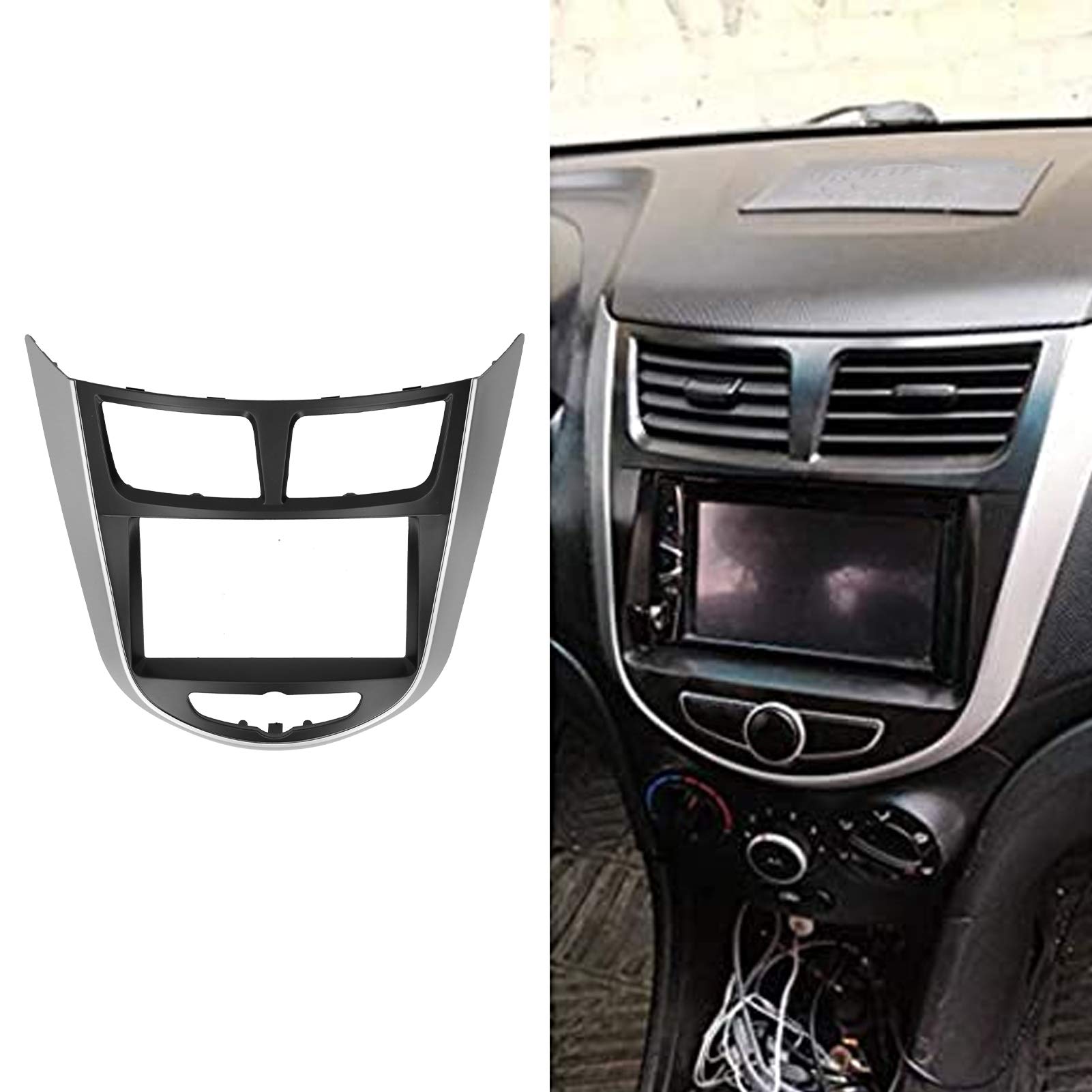Universal 2 Din Car Radio Dash Kit for Hyundai Accent/Solaris/i25 2010-2014 - Thick PST Fascia Mount for DVD Navigation & Audio System - Perfect for Car Stereo Upgrade & In-Dash Installation