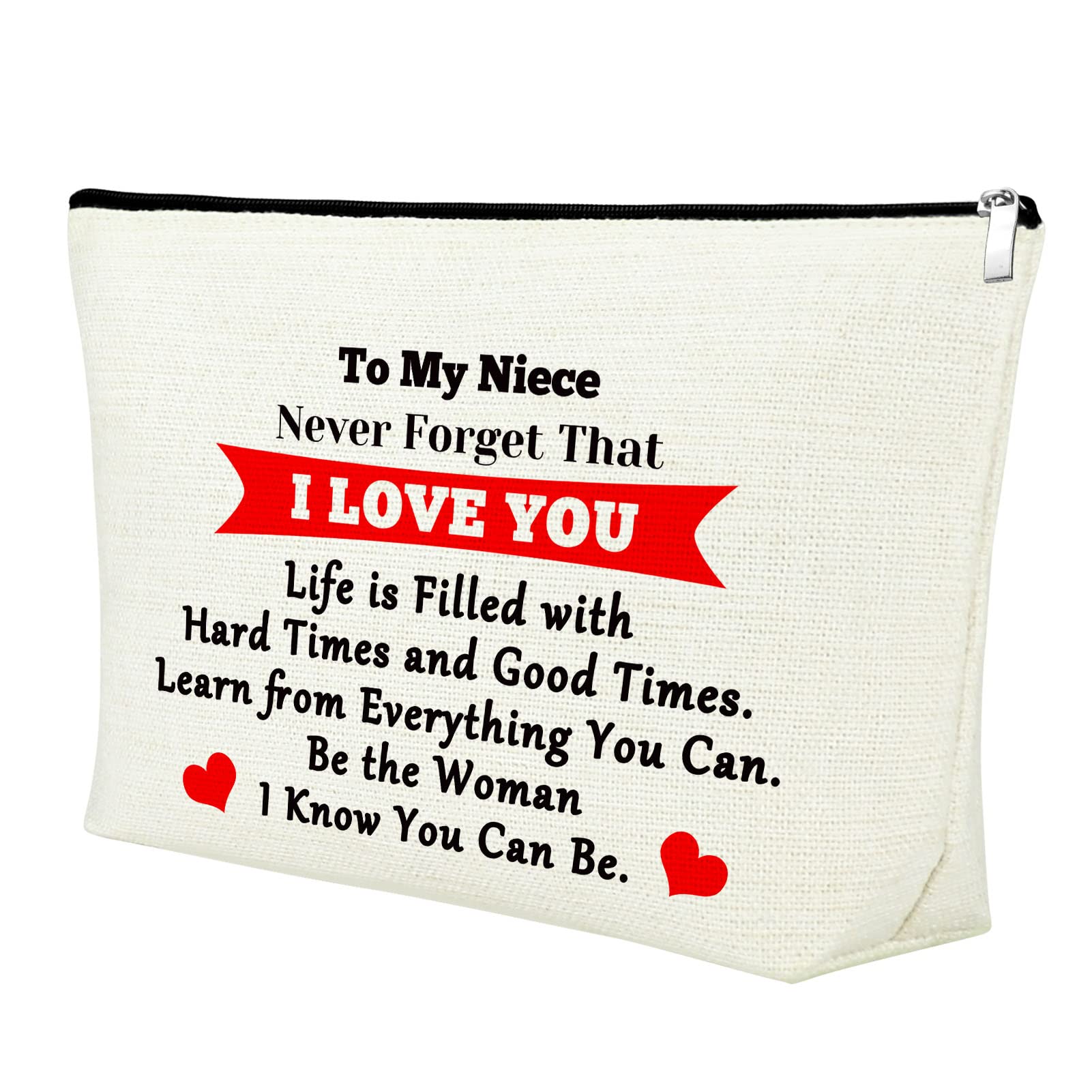 Personalized Makeup Bag for Niece - Cute Cosmetic Travel Pouch Gift from Aunt | Birthday, Christmas, Graduation Present for Adult Niece | Perfect for Travel, Daily Use & Special Occasions