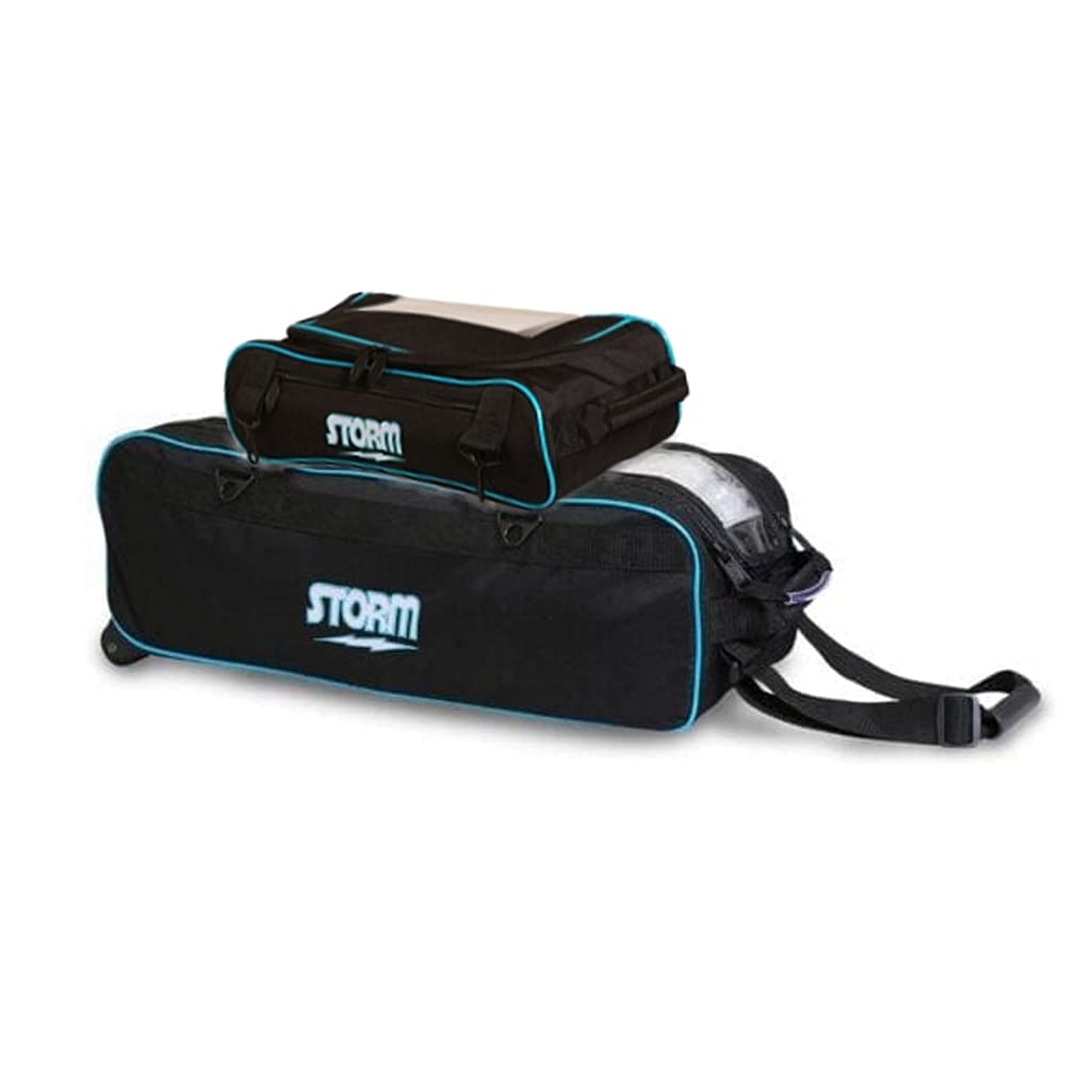 Storm Tournament 3 Ball Deluxe Tote Roller Bowling Bag - Black/Blue - Perfect for League Play & Tournament Travel