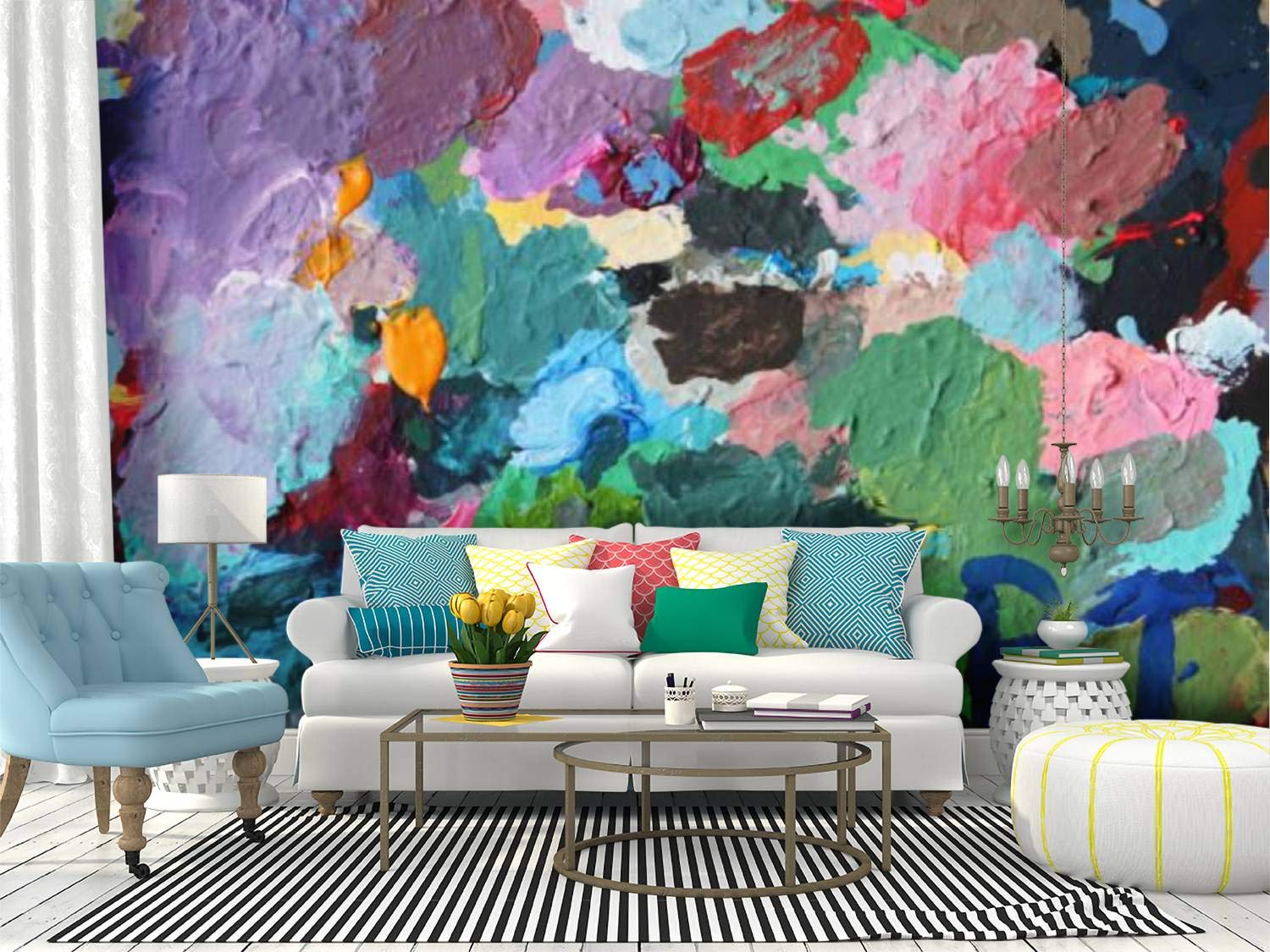SKIWA Self-Adhesive Removable Wallpaper - Artist Palette Design Peel & Stick Wall Mural for Home Decor | Perfect for Bedroom, Living Room & Office Wall Covering