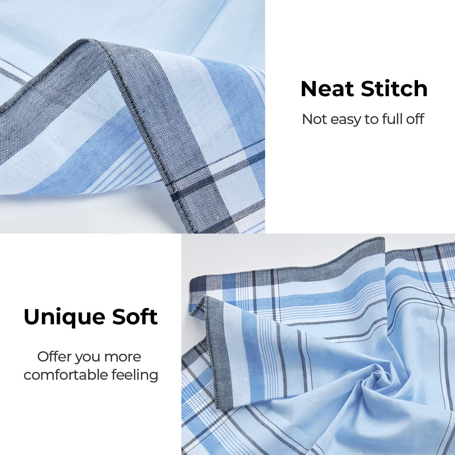 Ohuhu 12-Pack 100% Cotton Men's Handkerchiefs - Classic Pocket Squares Set for Gentlemen (Gift Idea) - Perfect for Weddings, Business Meetings & Everyday Carry