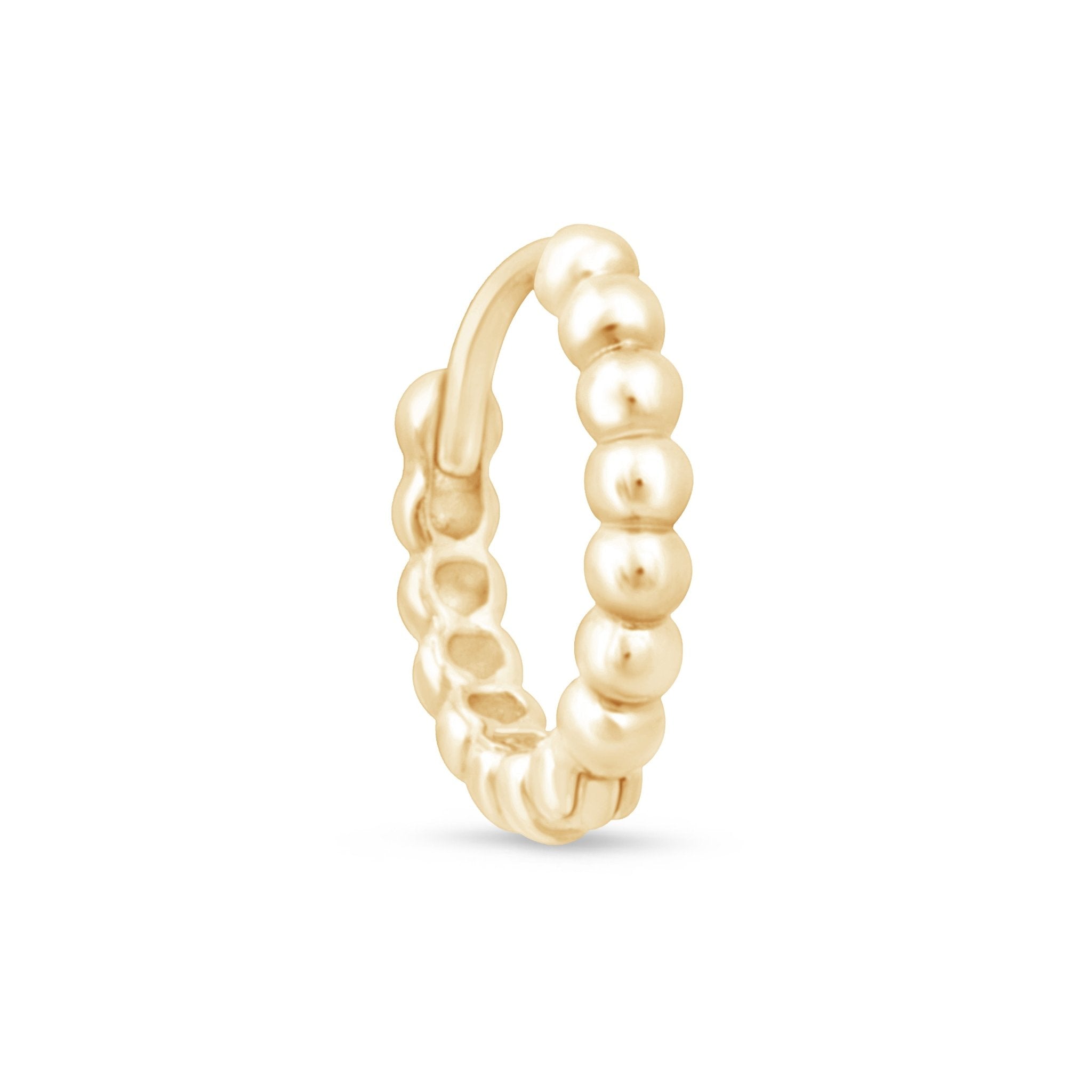 14K Solid Yellow Gold Bubble Beaded Hoop Earrings for Women - Elegant Dainty Everyday Jewelry for Gifts, Parties & Special Occasions