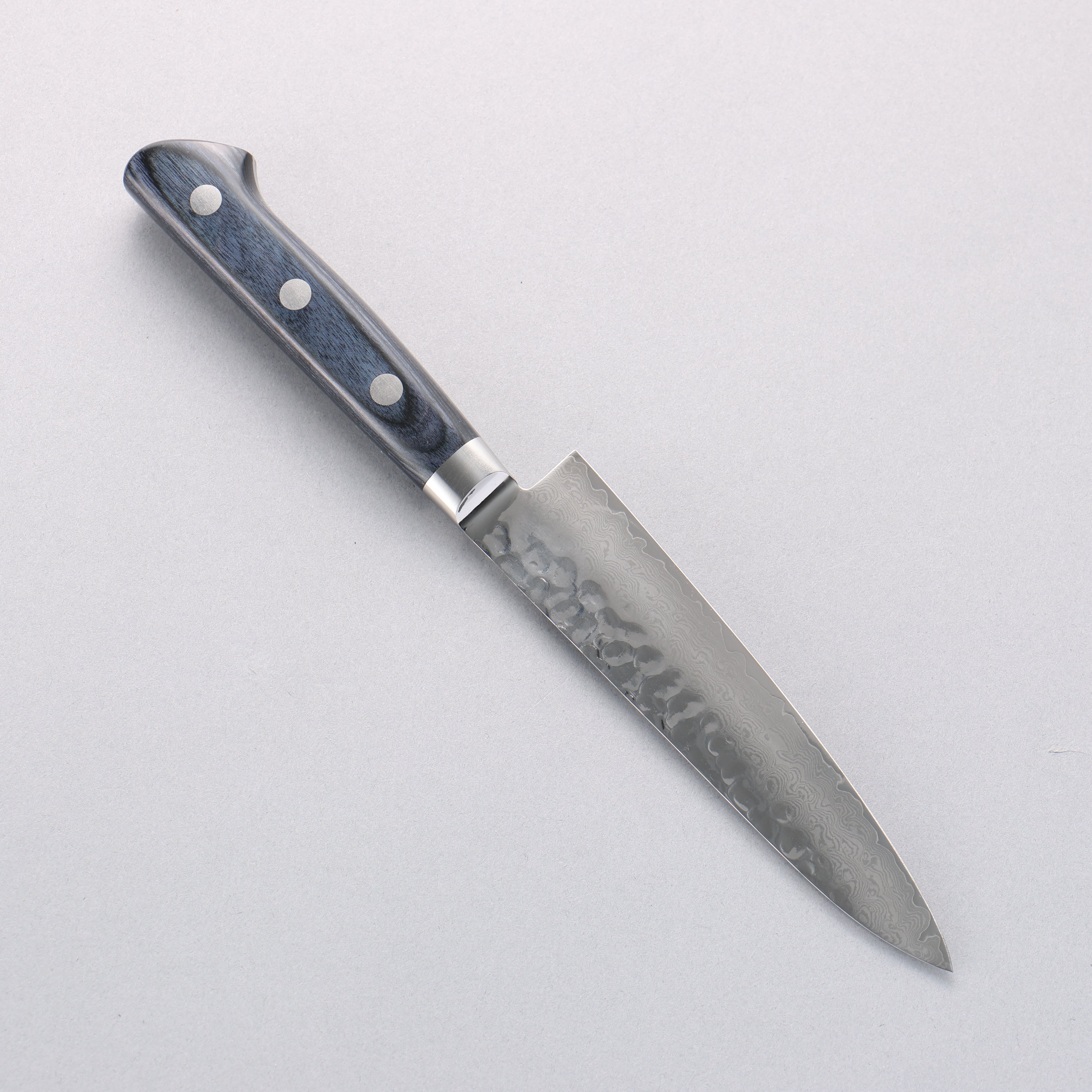 Premium Seisuke Seiun VG10 33-Layer Damascus Petty Utility Knife 135mm - Navy Blue Pakkawood Handle with Sheath - Perfect for Slicing, Peeling & Precision Kitchen Tasks