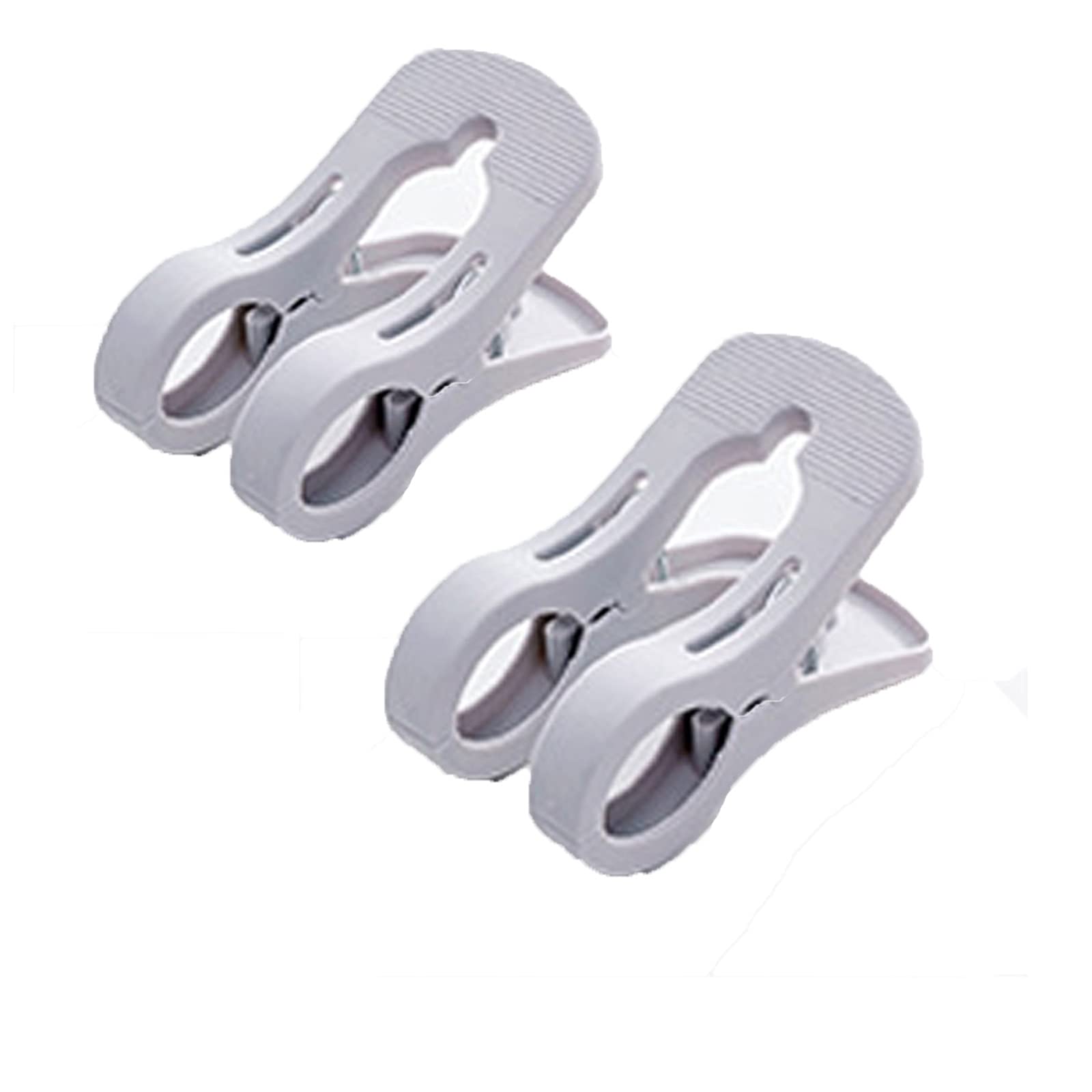 2Pcs Large Windproof Plastic Beach Towel Clips - Heavy Duty Bathroom & Pool Chair Clamps for Laundry, Quilts, Sunbeds - Perfect for Outdoor, Travel & Home Use (Grey)