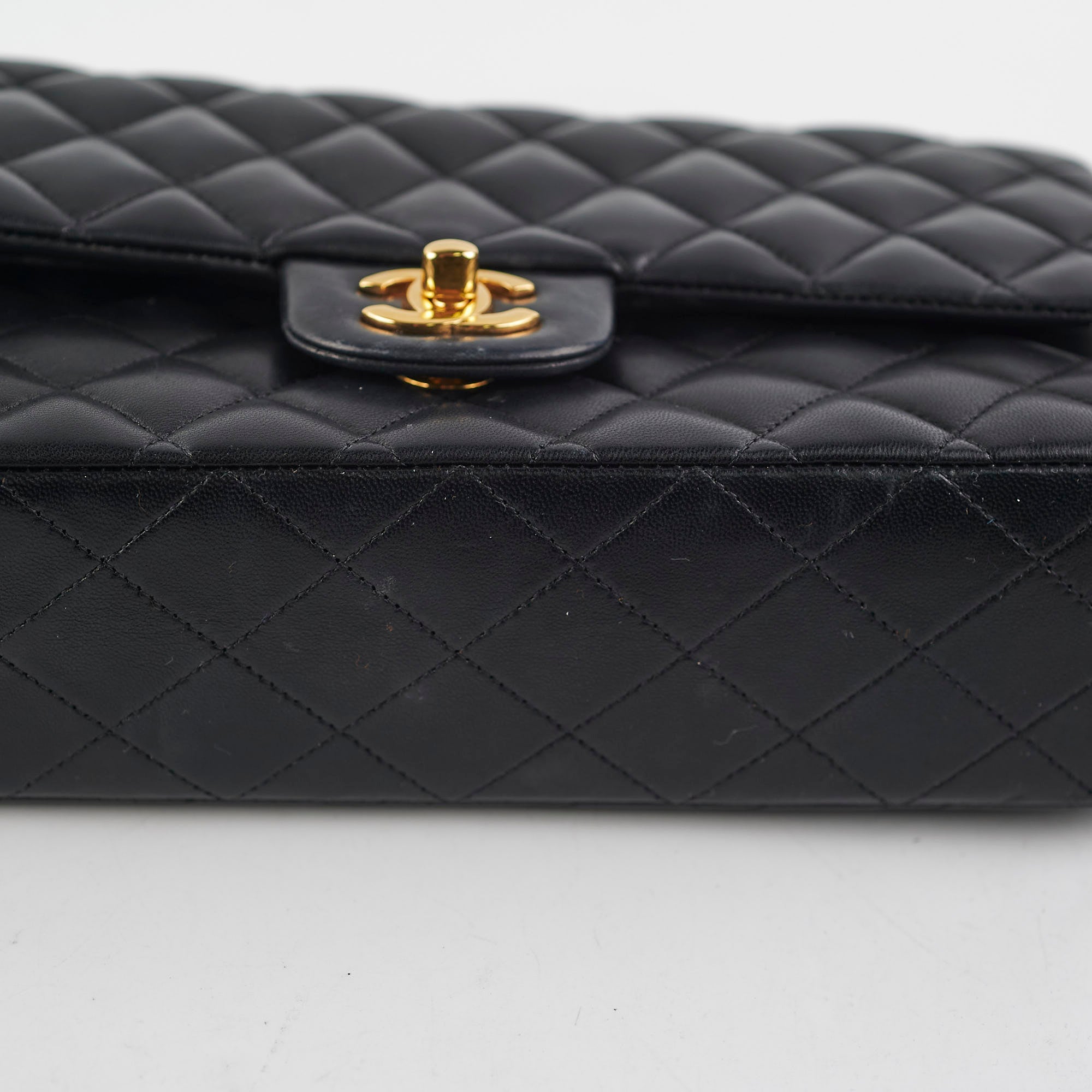 Chanel Classic Flap Bag Medium/Large Black Lambskin Leather Shoulder Bag - Perfect for Work, Date Night & Special Occasions