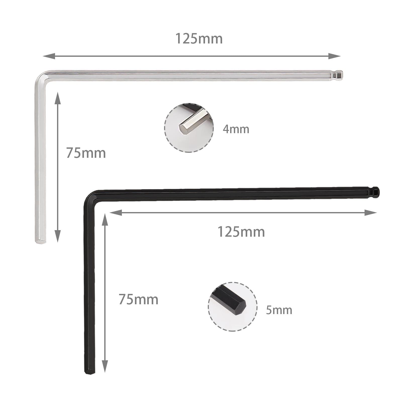 2PCS Guitar Truss Rod Wrench Tool - 4mm Silver & 5mm Black Allen Keys for Martin Acoustic Guitars - Perfect for Guitar Setup, Maintenance & Adjustments at Home or Studio