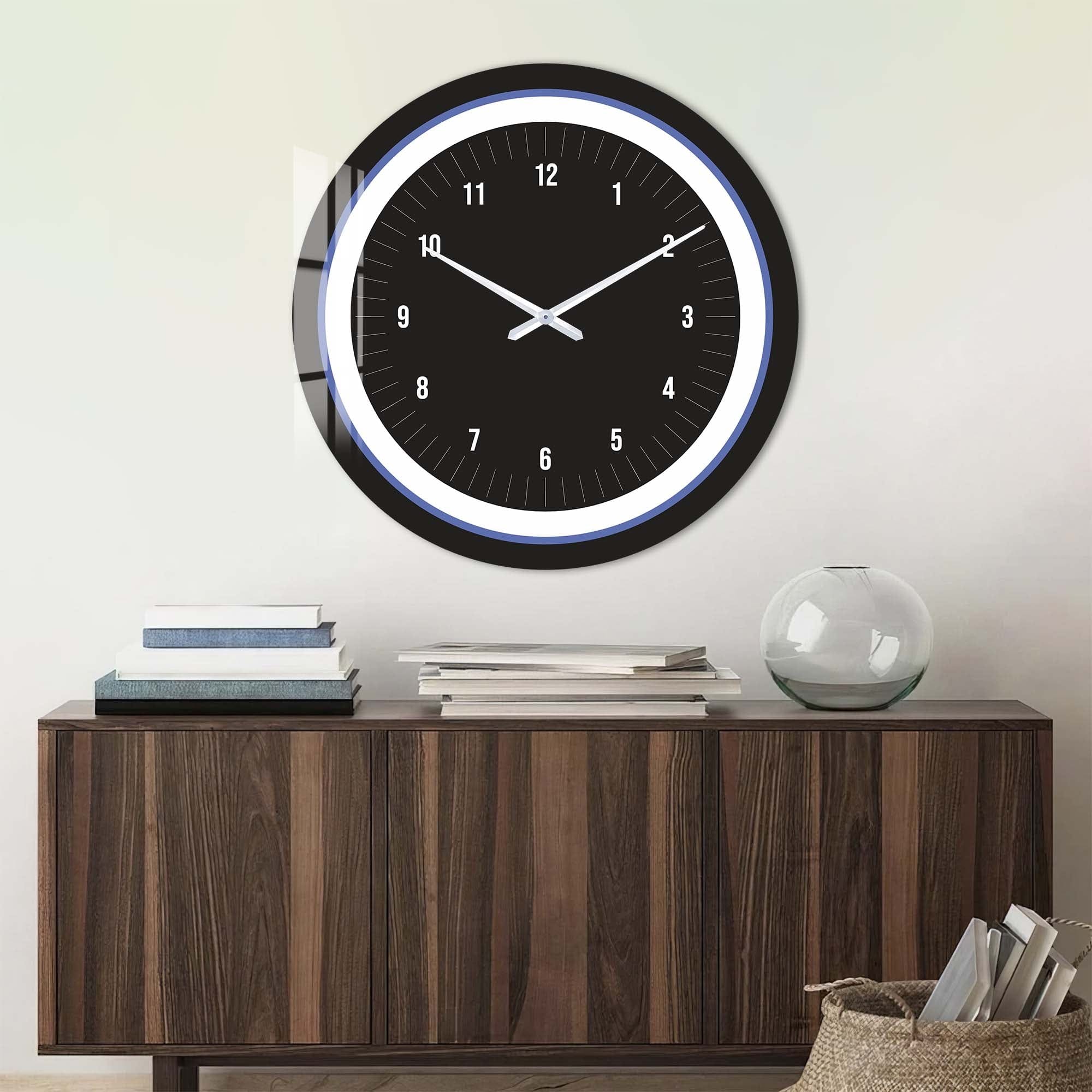 Sapphire Touch Glass Wall Clock - Elegant Modern Home Decor for Living Room, Bedroom & Office - Silent Non-Ticking Battery Operated Clock