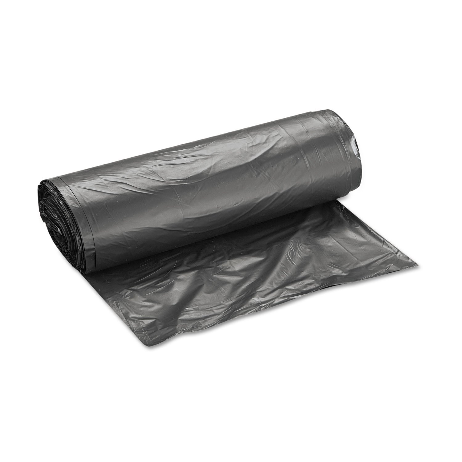 Inteplast S334016K 33x40 High-Density Black Trash Bags - 33 Gallon Heavy Duty Can Liners (16 Microns, 25/Roll, 10 Rolls/Carton) - Perfect for Kitchen, Office & Commercial Waste Disposal