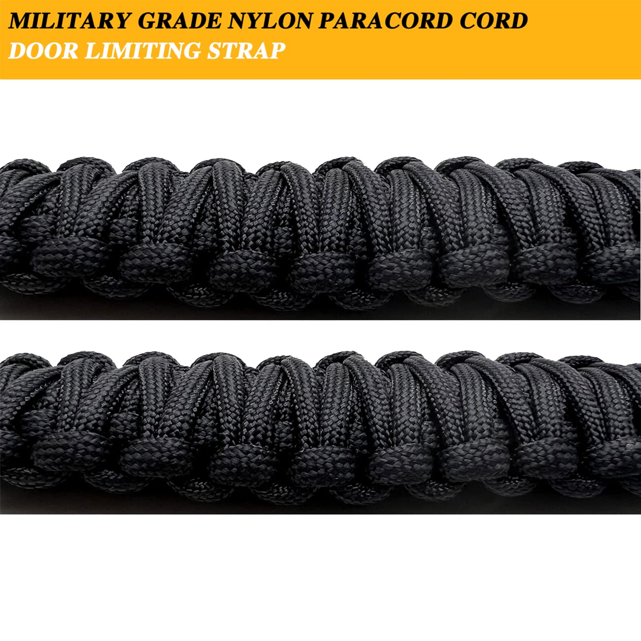 Heavy Duty Paracord Door Strap for Jeep Wrangler CJ YJ TJ JK JKU JL - 2PCS Black Hand Woven Limit Straps - Perfect for Off-Roading, Camping & Jeep Accessories