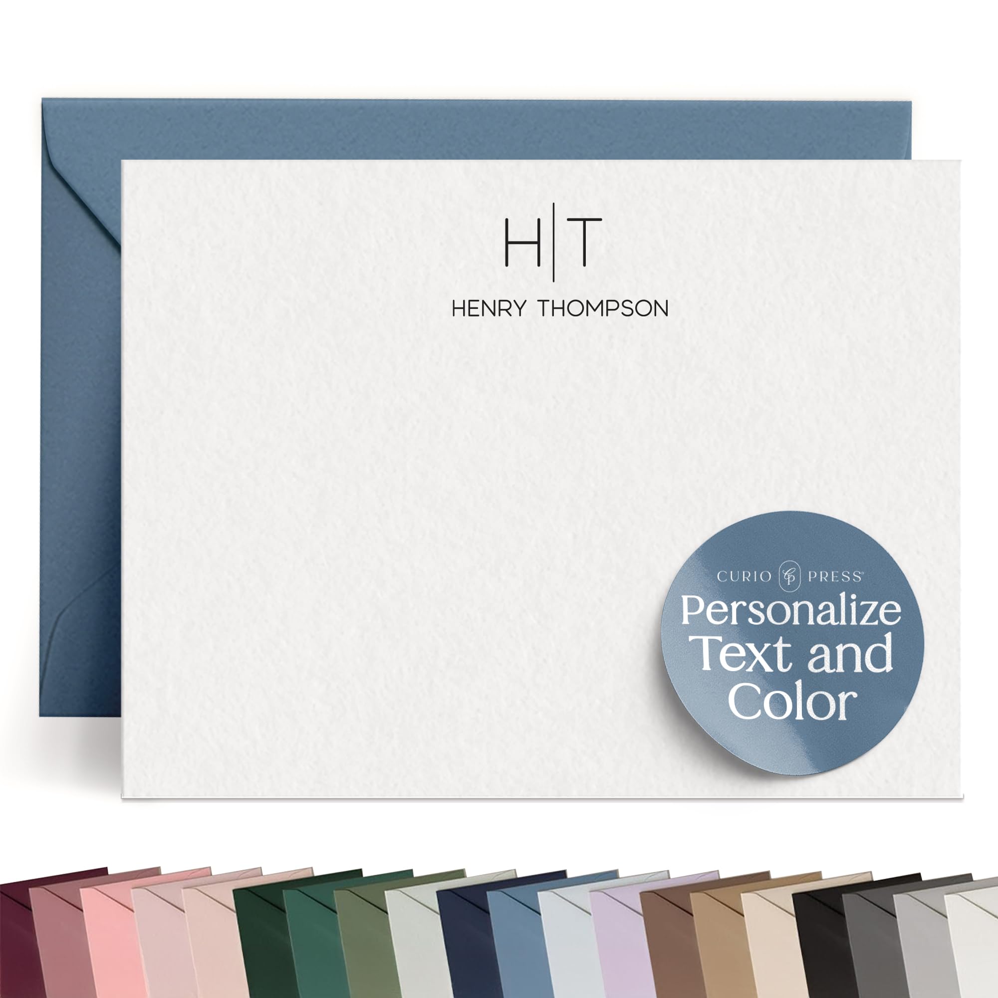 Custom Personalized Stationery Set - Handmade Monogram Note Cards with Envelopes, Thank You Cards & Thin Line Flat Design | Perfect for Wedding Invitations, Bridal Showers & Special Occasions