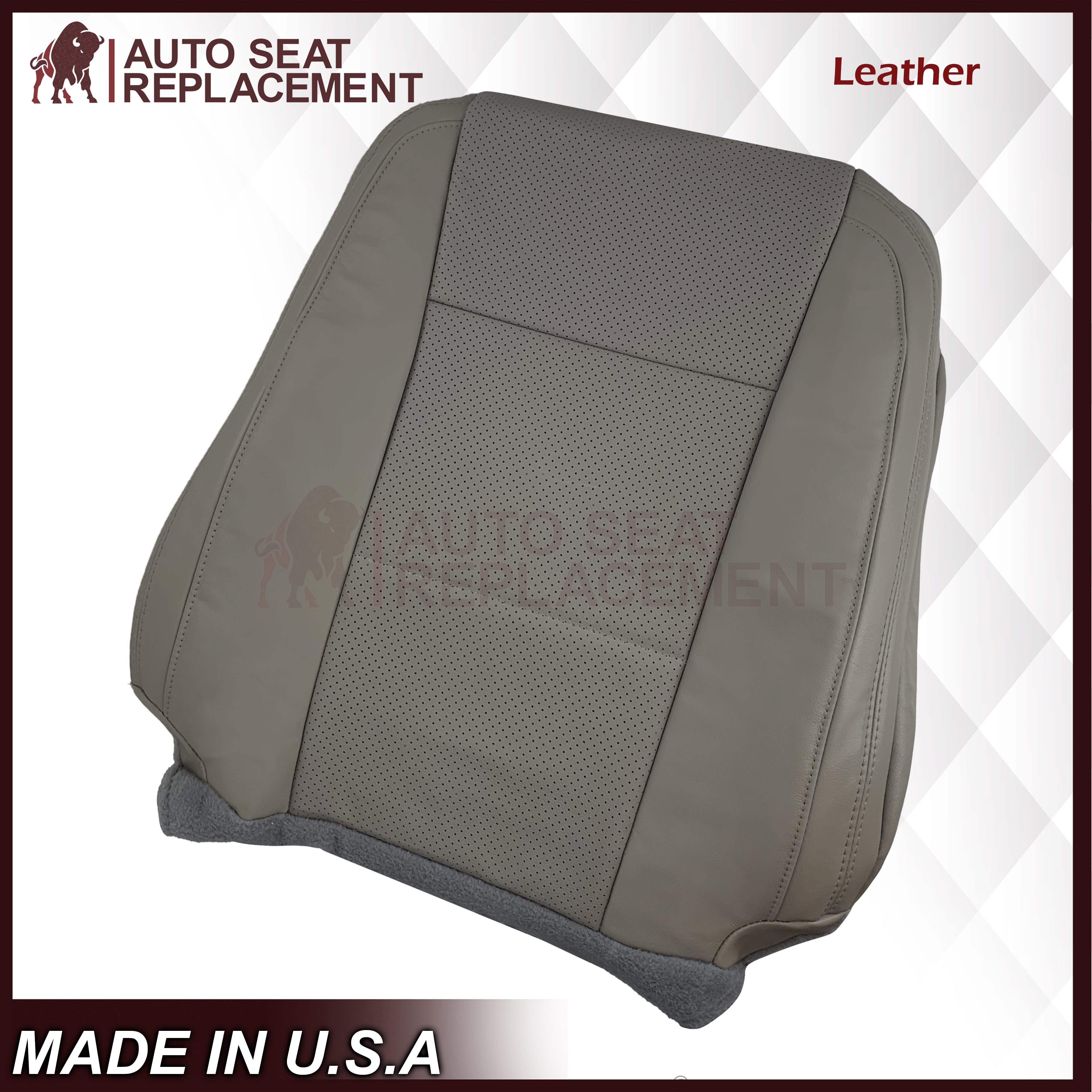 2015-2017 Ford F-150 Lariat Gray Leather Seat Covers - Perforated or Synthetic Leather Replacement - Perfect for Truck Interior Upgrade & Road Trips