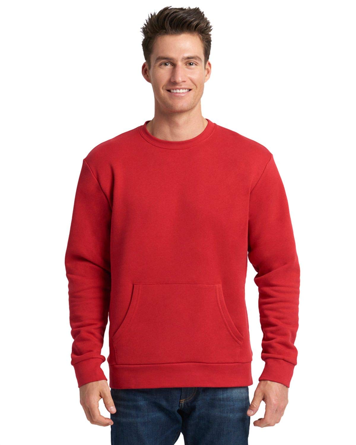 Next Level Unisex Pocket Crew Neck T-Shirt - Soft Cotton Comfort Fit (Red) - Perfect for Casual Wear, Gym & Everyday Outfits