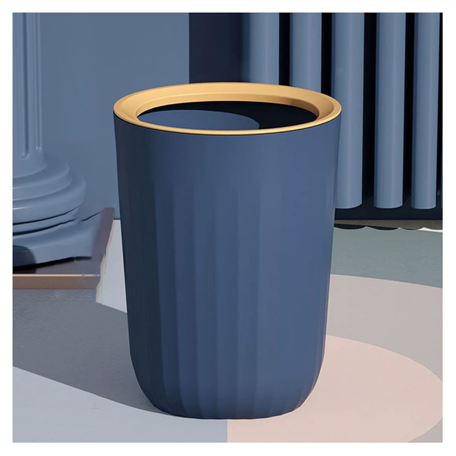 Vertical Striped Trash Can Without Lid - 10 Gallon Office & Household Waste Bin, Paper Basket for Bedroom, Living Room, Bathroom - Indoor Garbage Can (Color C) | Perfect for Home, Office, Dorm & Bathroom Organization