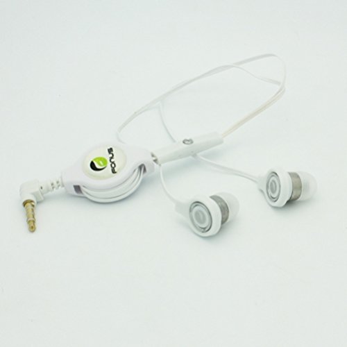 Retractable Wired Earbuds with Microphone - White In-Ear Stereo Headphones for iPad, iPod, Samsung Galaxy & LG Tablets - Perfect for Workouts, Commuting & Online Classes