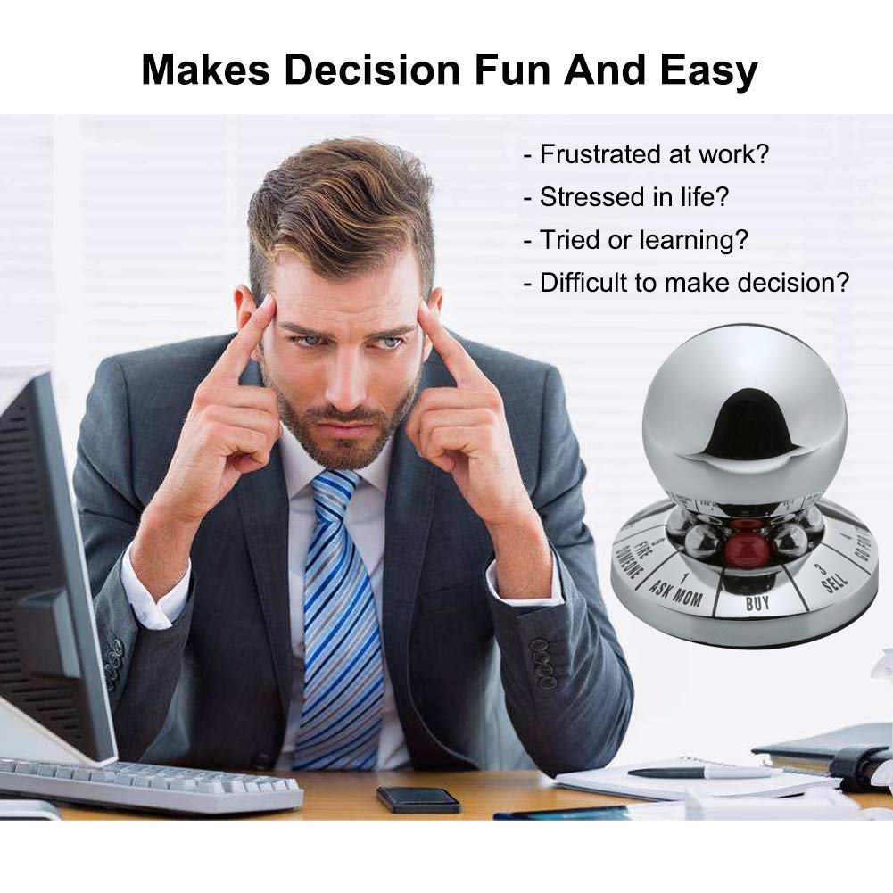 Premium Metal Decision Maker Ball - Mini Iron Spinner for Stress Relief & Office Decor (Silver) - Perfect for Office Desk, Anxiety Relief & Fun Decision Making