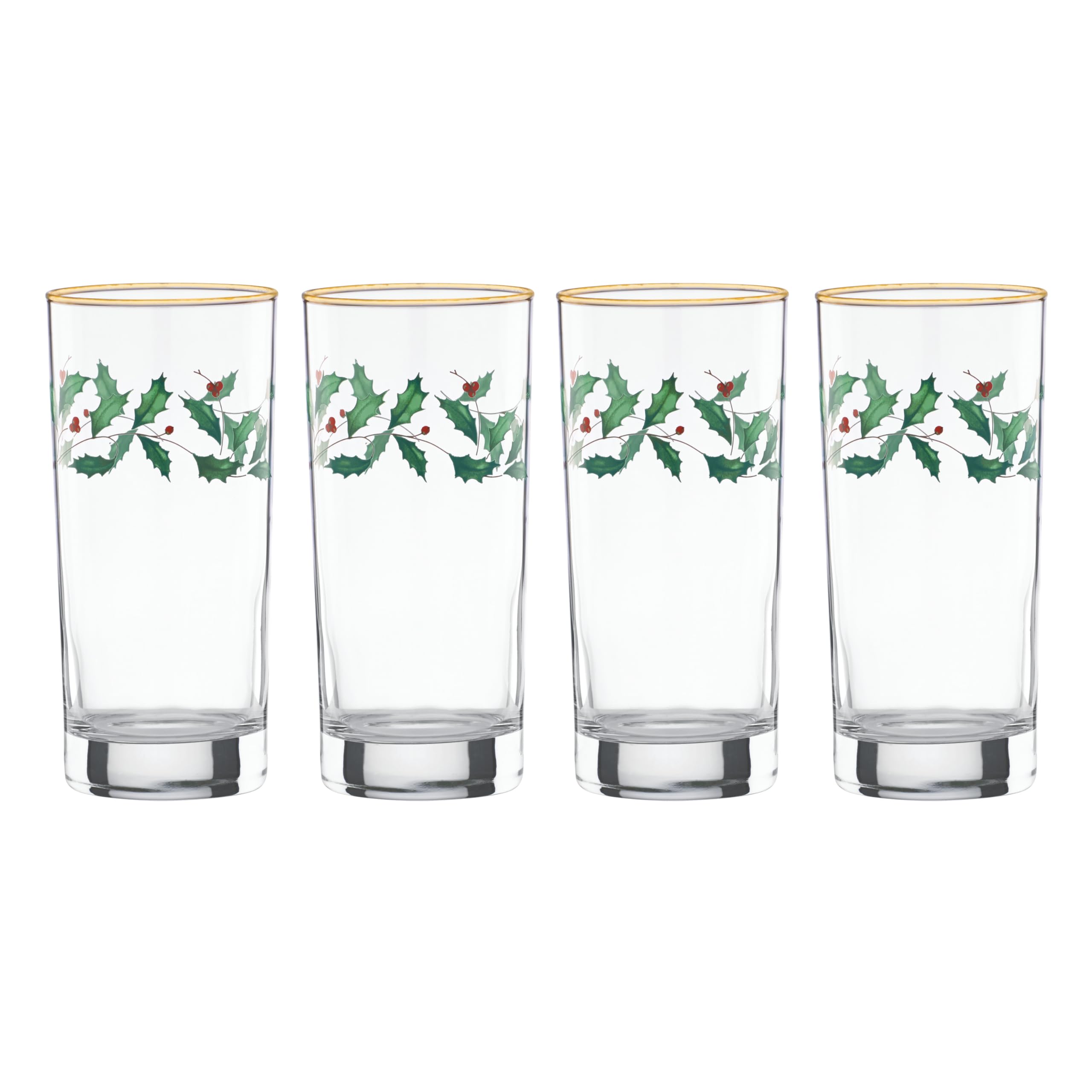 Lenox 849605 Holiday 4-Piece Highball Glass Set - Christmas Dinnerware for Entertaining - Perfect for Holiday Parties, Cocktail Nights & Festive Gatherings