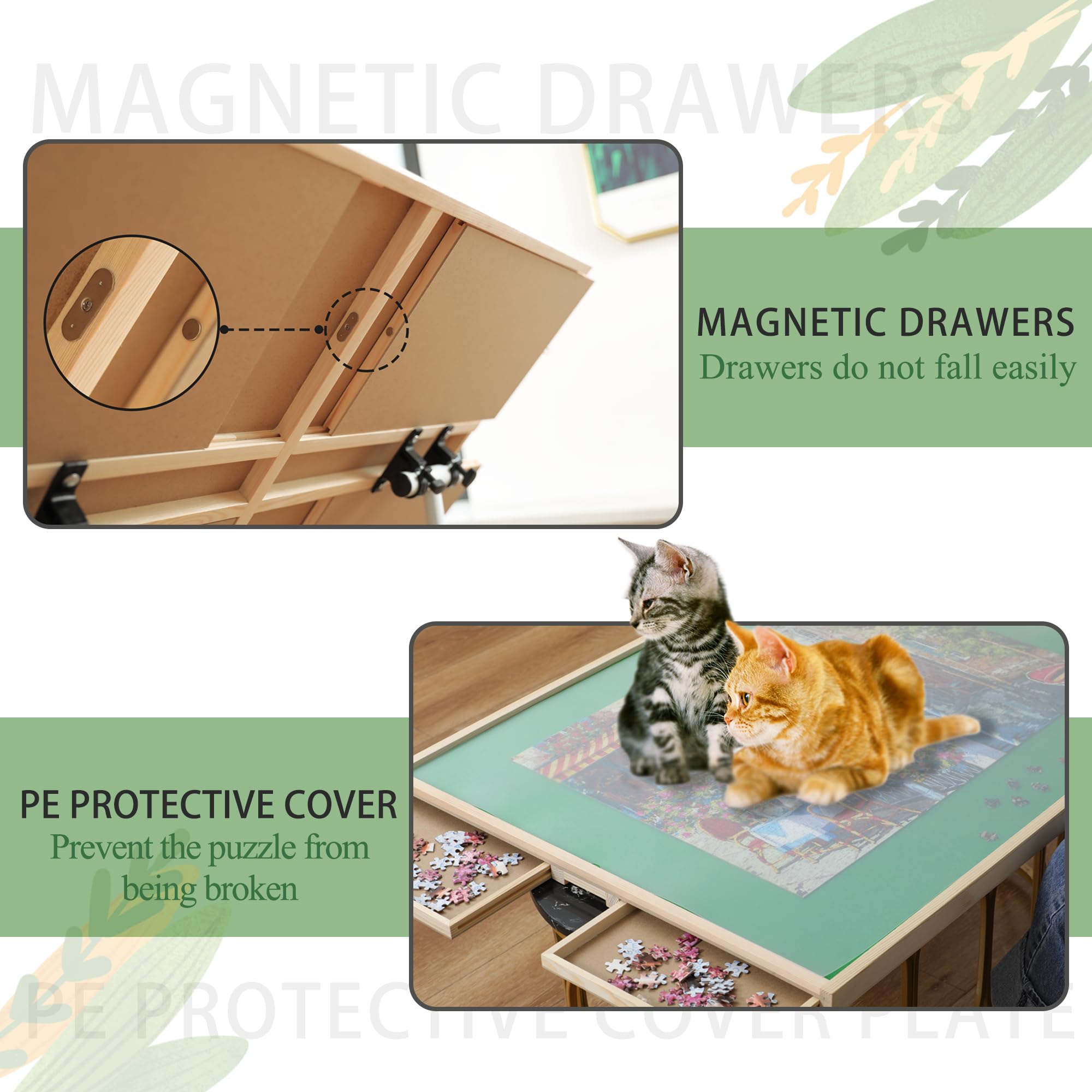 1500 Piece Jigsaw Puzzle Table with Drawers - Adjustable Angle & Height, Tilting Folding Portable Puzzle Board for Adults - Perfect Birthday Gift for Men & Women - Ideal for Home, Office, Travel and Puzzle Enthusiasts