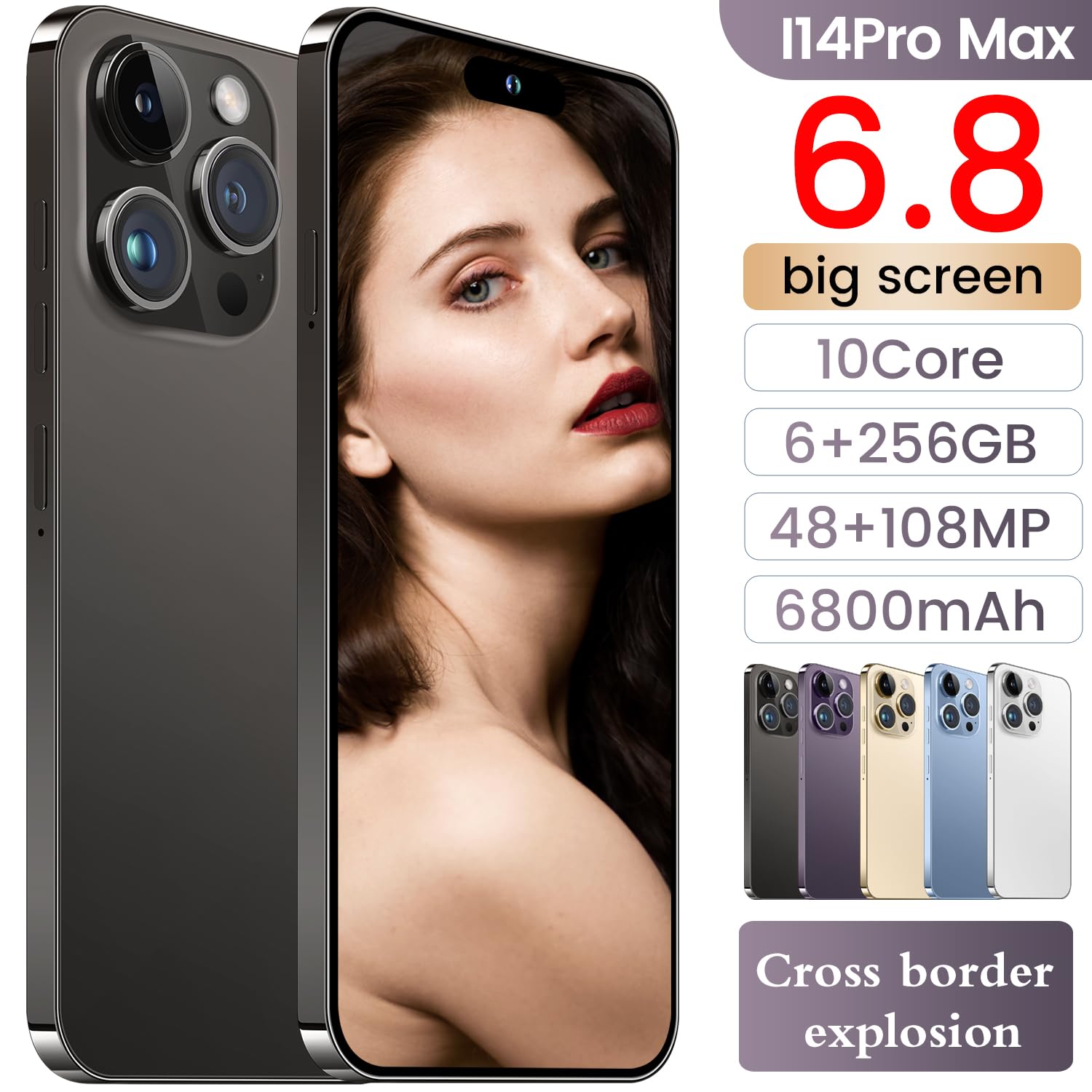 Unlocked I14 Pro Max Smartphone - 6.82