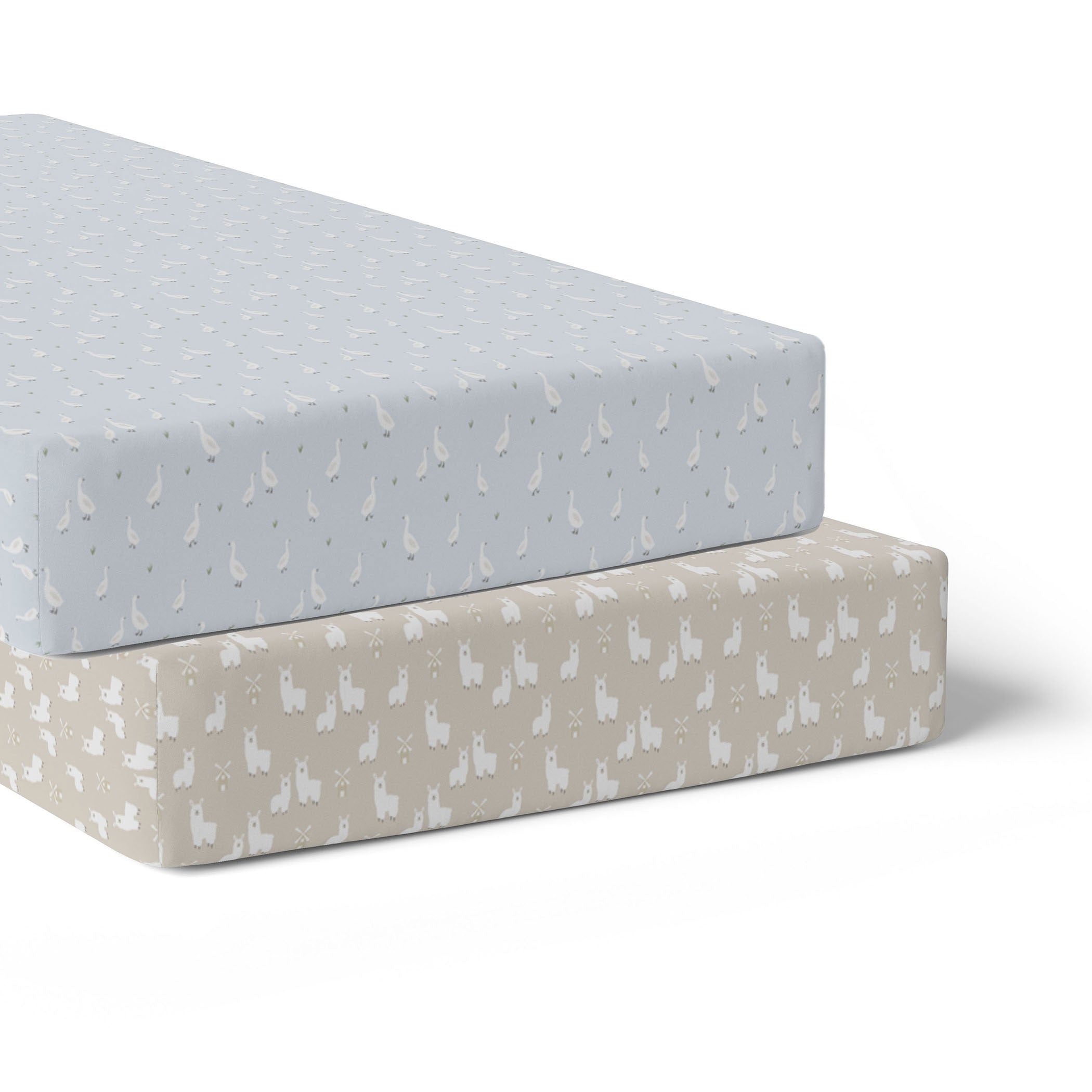 2-Pack Jersey Cotton Fitted Crib Sheets - Sky Blue & Almond Colors - Soft Baby Bedding for Nursery, Daycare & Travel