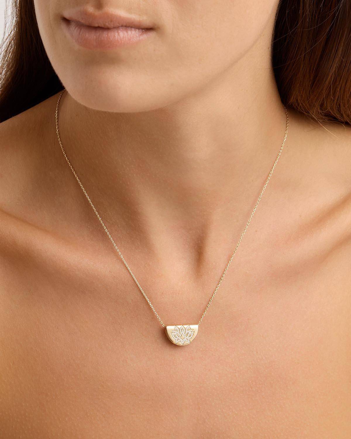 14K Solid Gold Sacred Lotus Diamond Pendant Necklace for Women - Elegant Spiritual Jewelry Gift for Birthday, Anniversary & Special Occasions