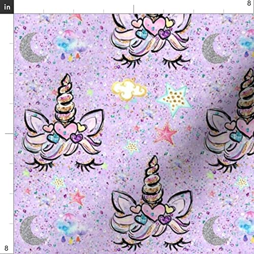Unicorn Hearts Purple Confetti Printed Minky Fabric by The Yard - Soft Plush Material for Sewing Baby Blankets, Quilt Backing & DIY Crafts - Perfect for Nursery Decor, Gift Making & Home Projects