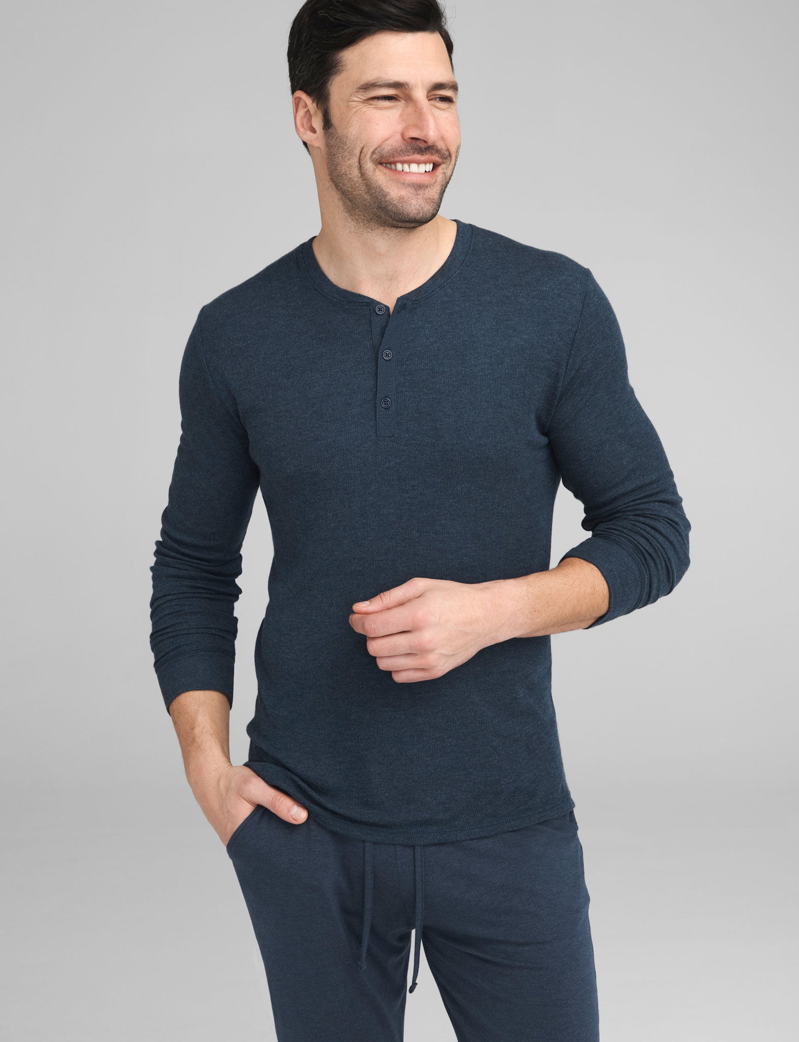 Men's Comfortable Lounge Henley Shirt - Soft Cotton Relaxed Fit for Casual Wear, Home Lounging & Outdoor Activities