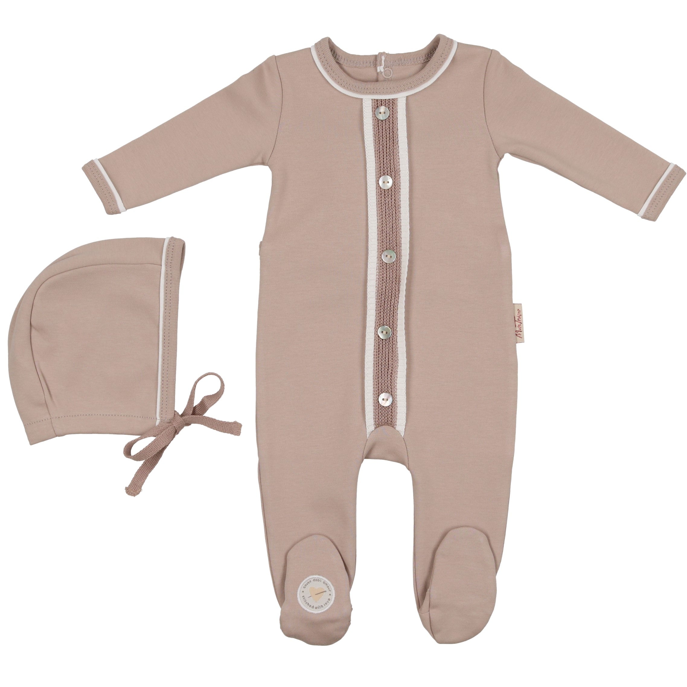 Mon Tresor Moonlight Dimple Dot Stretchie and Bonnet Set - Soft Baby Hair Protection for Sleeping & Playtime - Cute Infant Headwear for Girls & Boys