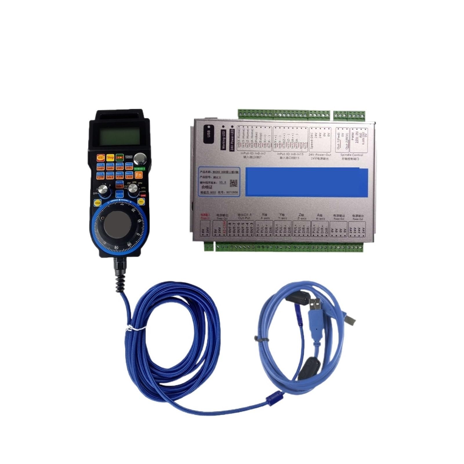 XHC 4-Axis CNC Controller Kit with MPG Pendant & Handwheel - WHB04B-4+3/4-Axis USB Motion Controller for Mach3 (3-Axis Kit) - Perfect for CNC Milling, Engraving & Woodworking Machines