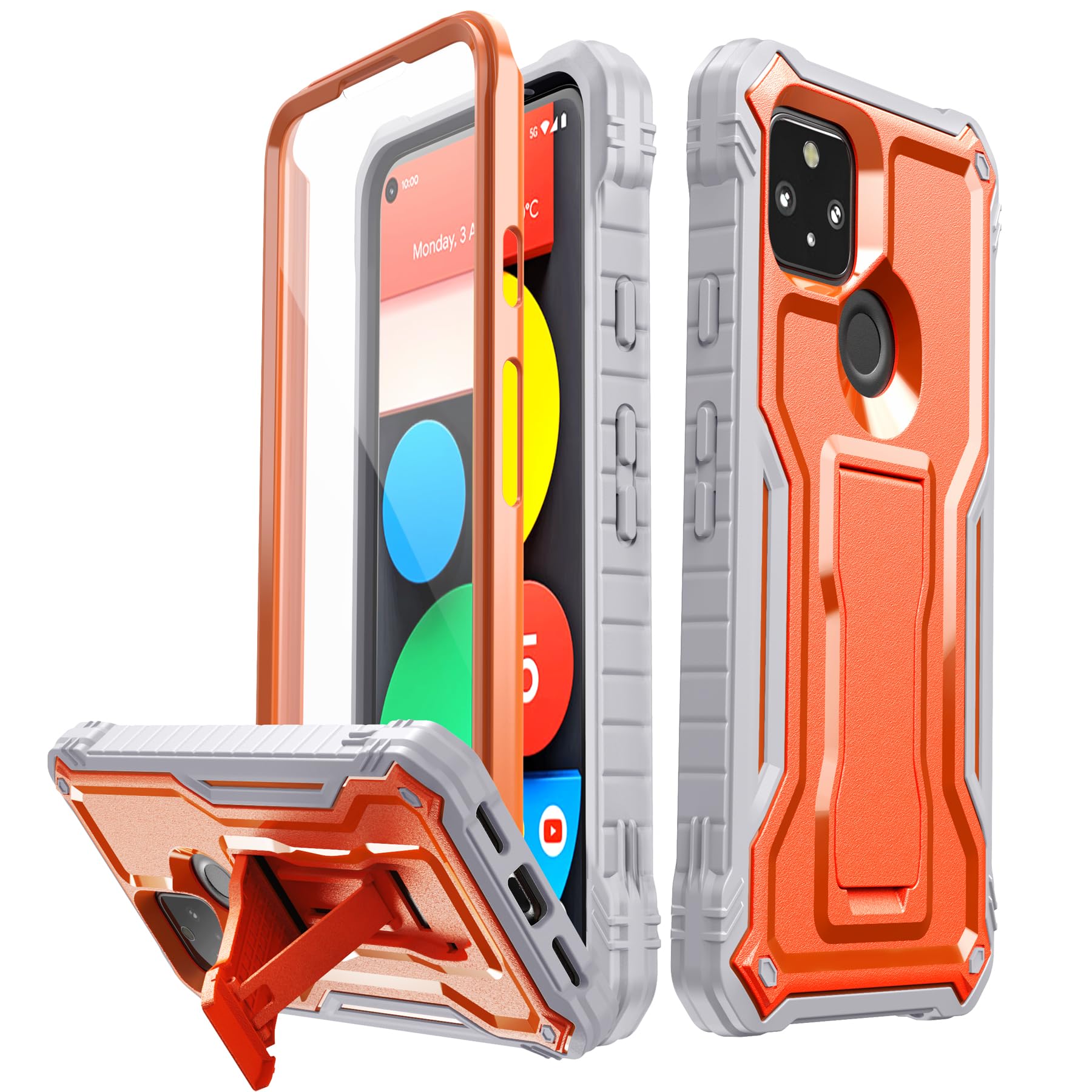 FITO Google Pixel 5A Case - Shockproof Dual Layer with Kickstand & Screen Protector for Outdoor Protection