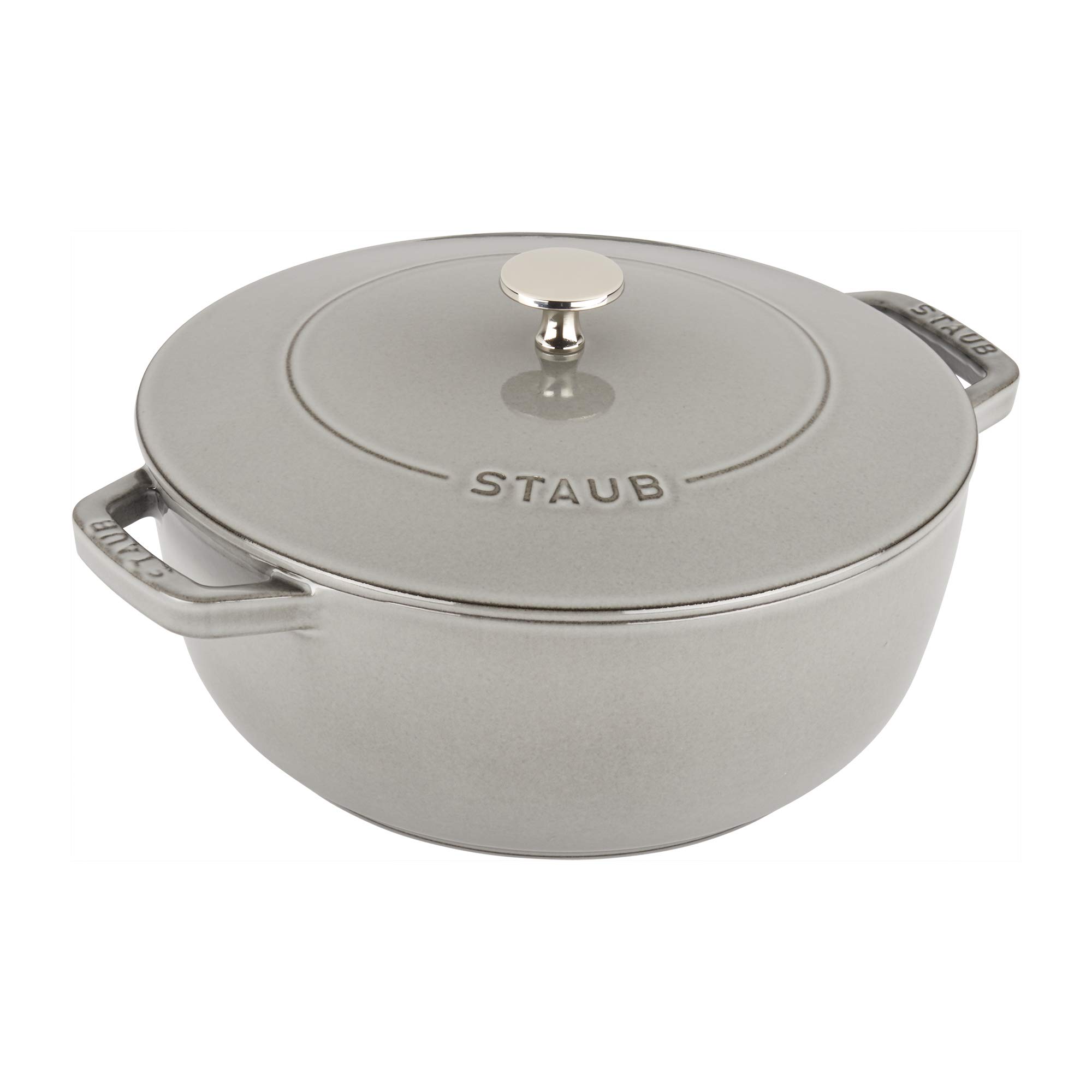 Staub 3.75 Quart Cast Iron Dutch Oven - Premium French Oven Cookware, Graphite Grey, Made in France - Perfect for Braising, Stewing, Baking & Slow Cooking