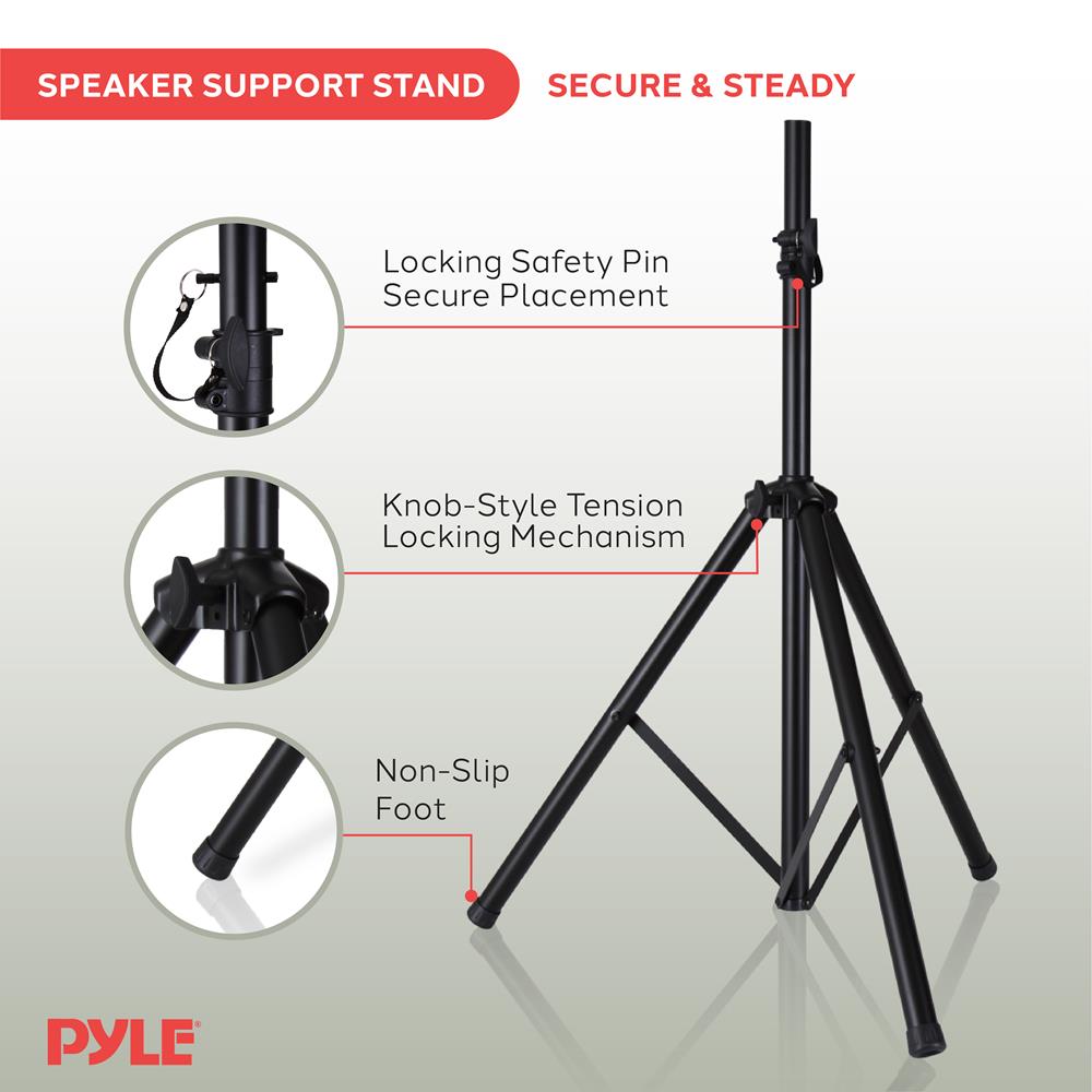 6 Ft Universal Tripod Speaker Stand - Heavy Duty Adjustable PA System Stand for DJ, Band & Live Performances - Perfect for Indoor & Outdoor Events