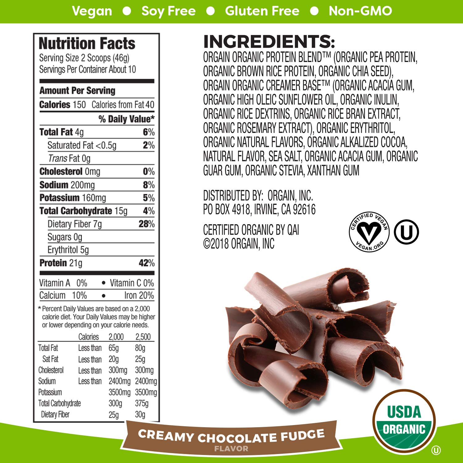 Orgain Organic Plant Based Protein Powder - Creamy Chocolate Fudge & Vanilla Bean (1.02 lb Each) | Vegan, Low Carb, Dairy-Free, Gluten-Free Protein Supplement for Smoothies, Baking & Post-Workout Recovery