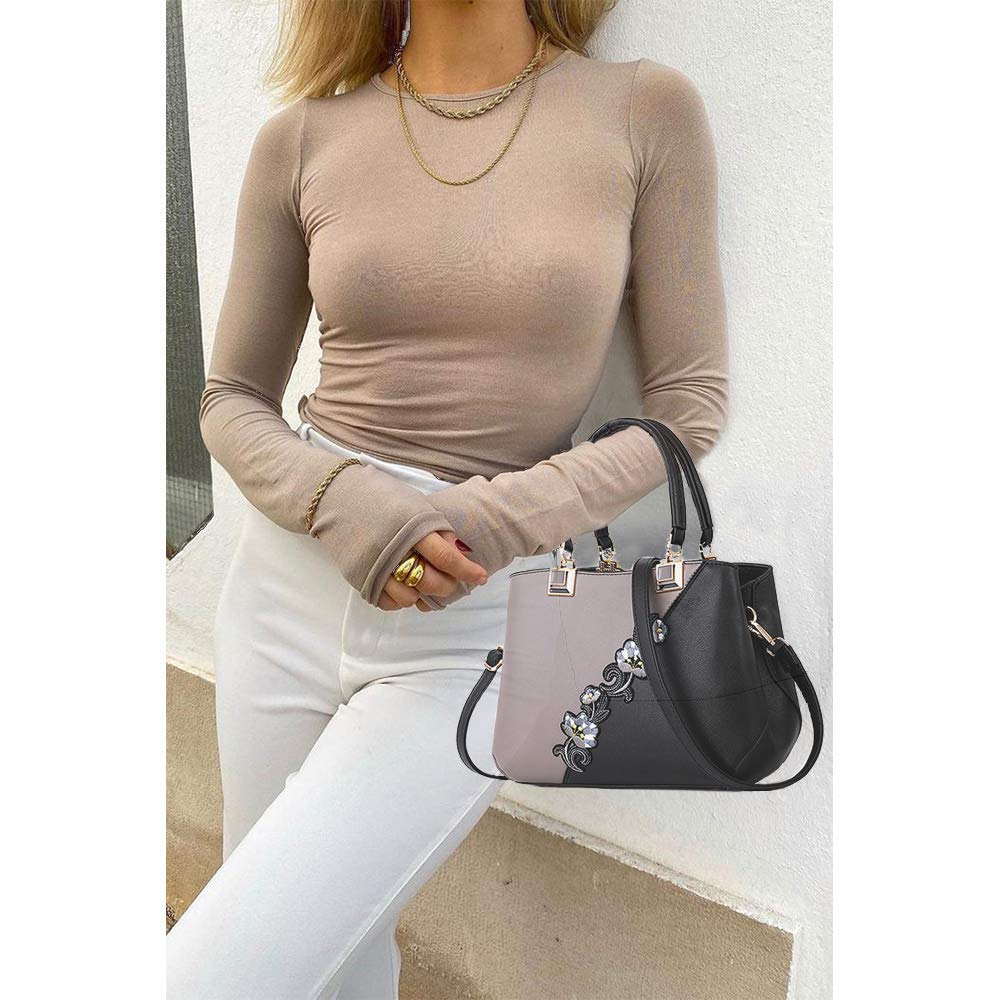 ELDA Embroidery Women's Top Handle Satchel Handbag - Elegant Crossbody Purse for Women | Perfect for Work, Travel & Special Occasions