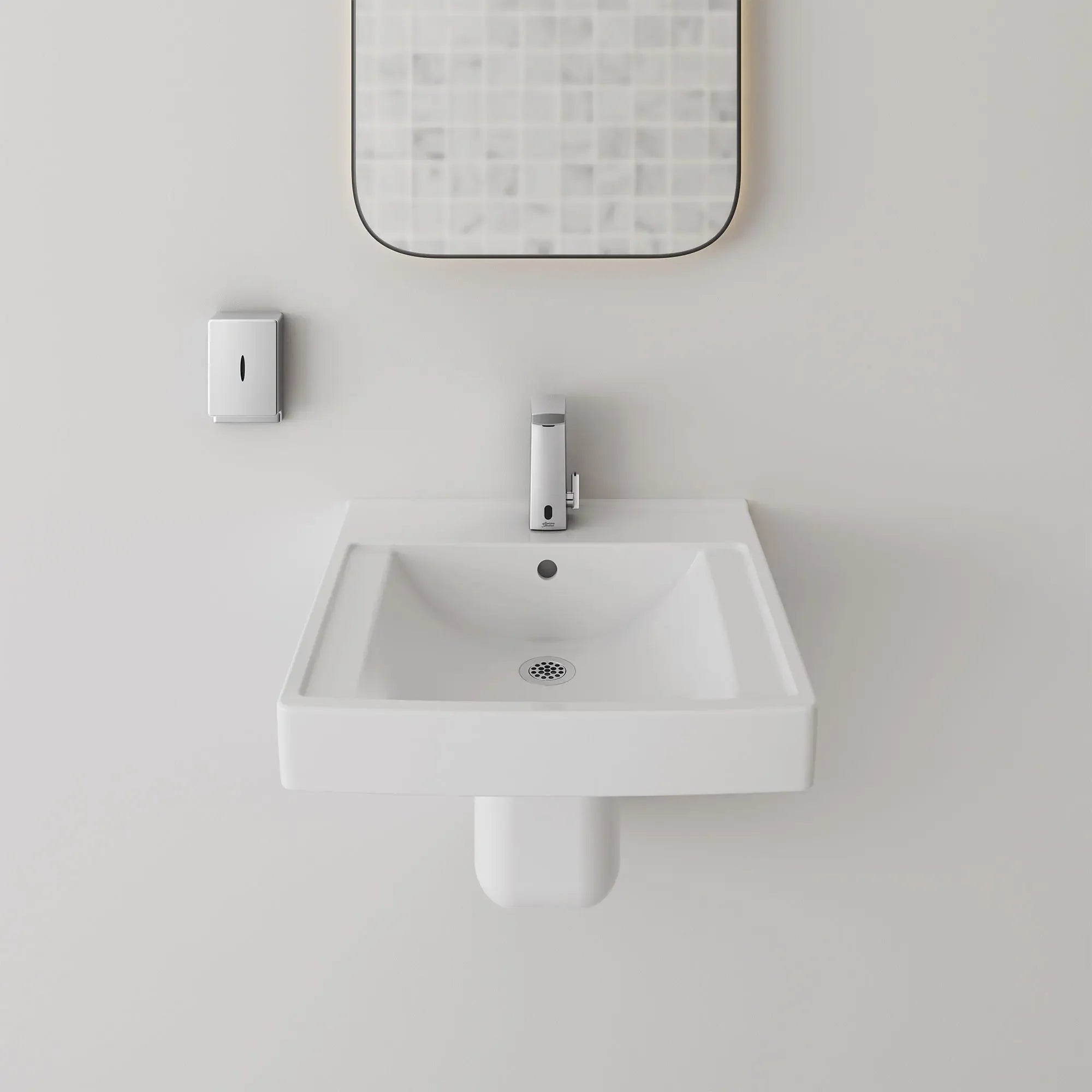 Decorum® 21 x 20.25 Inch (533 x 514 mm) Wall Mounted EverClean® Bathroom Sink with Center Hole - Perfect for Small Bathrooms, Powder Rooms & Vanities