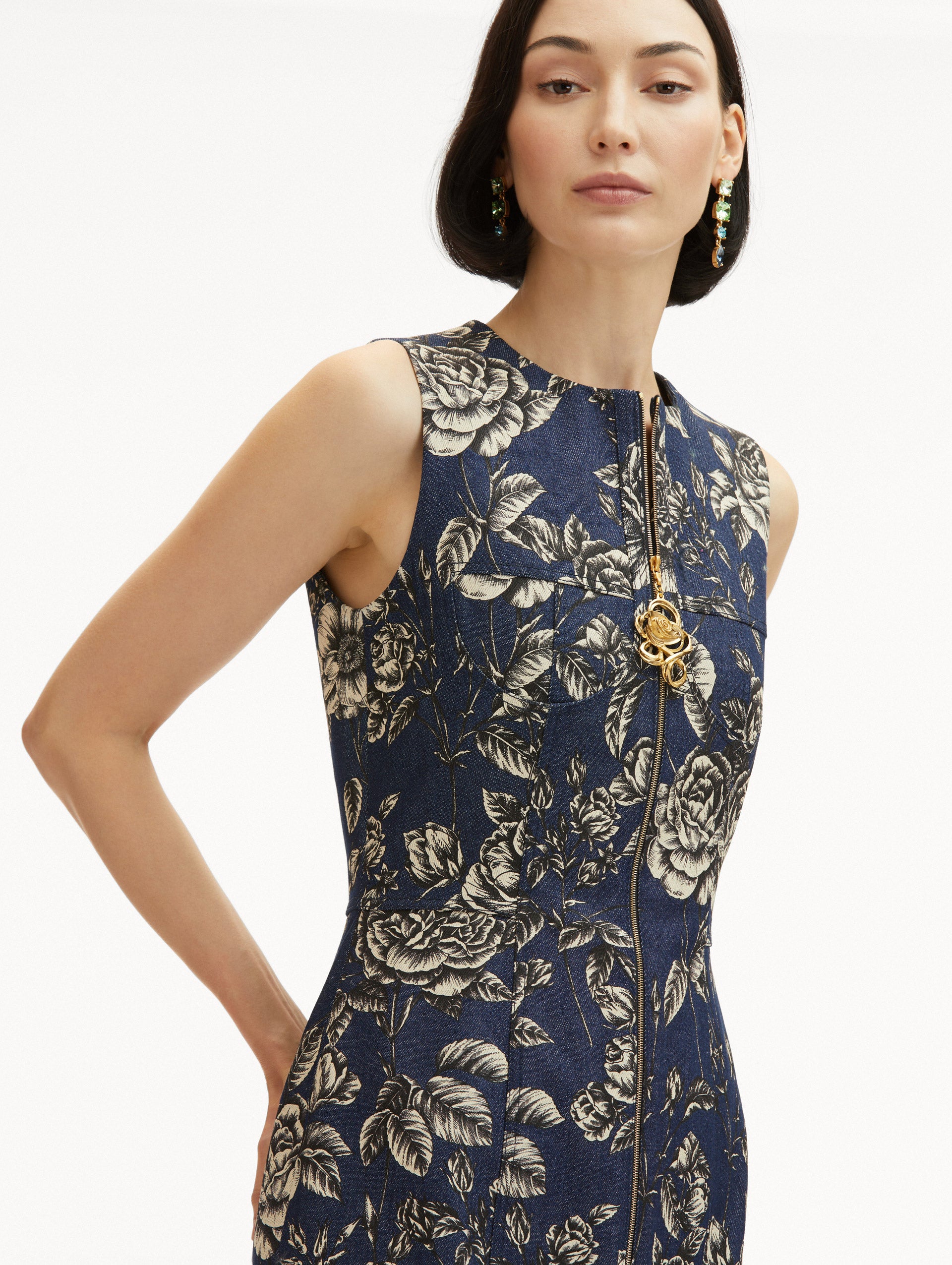 Stylish Rose Printed Denim Dress for Women - Floral Embroidered Denim Shirt Dress - Perfect for Spring Outfits, Casual Wear & Date Nights