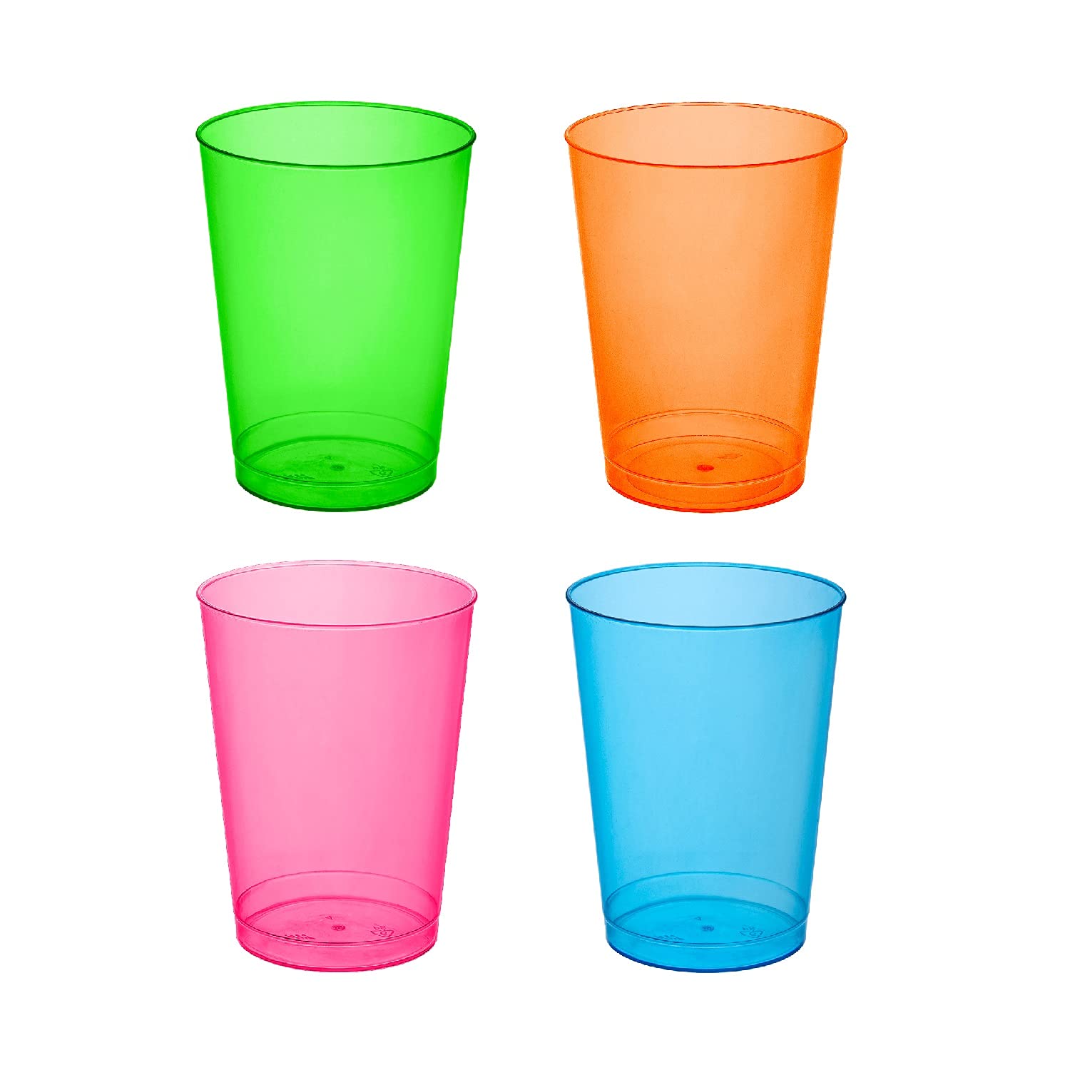 50-Pack Neon Plastic Party Cups - Disposable Drinking Cups for Parties, Events, BBQs & Outdoor Gatherings - Assorted Bright Colors (Red, Blue, Green, Pink, Yellow)