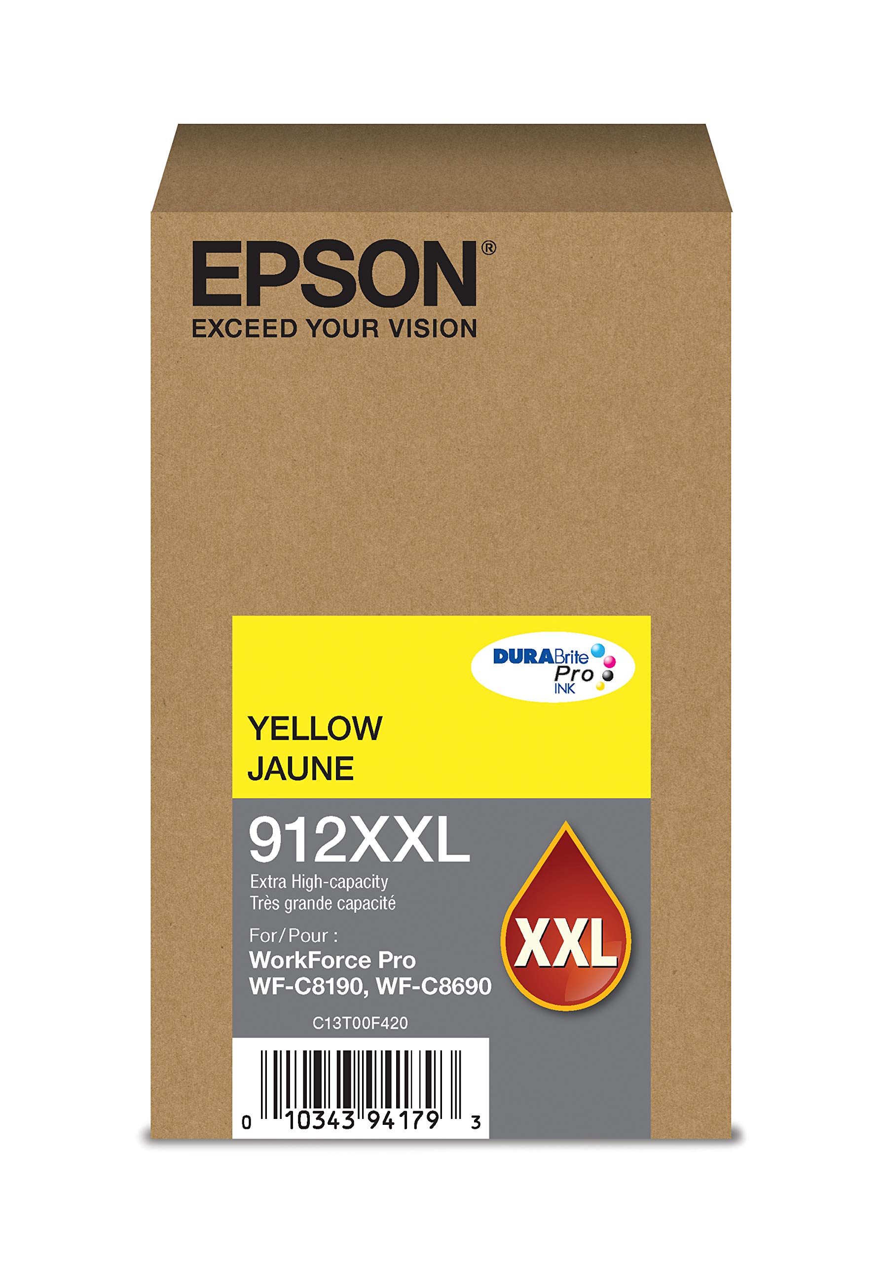 Epson DURABrite Pro T912XXL420 Extra High Capacity Yellow Ink Cartridge - Compatible with Epson Printers for Office & Home Printing