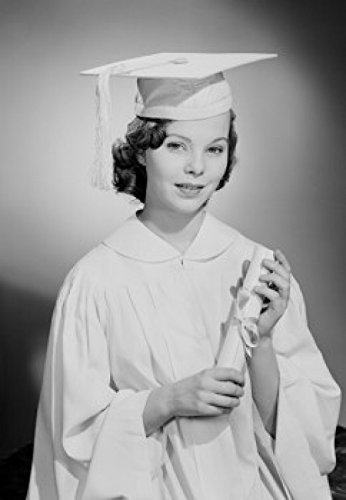 Graduation Portrait Poster - Female Student in Gown - 18x24 Inch Wall Art Decor - Perfect for Dorm Rooms, Classrooms & Graduation Gifts