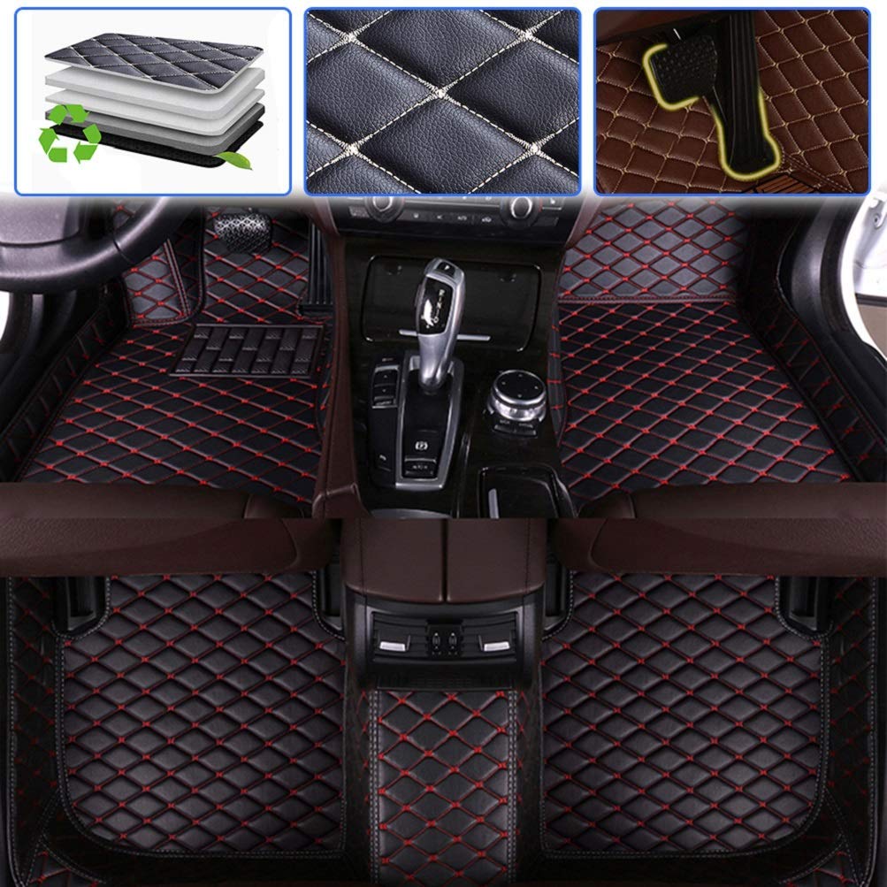Premium Leather Waterproof Car Floor Mats for Chevy Silverado 1500 2006-2013 - Anti-Skid Full Coverage Liners (Front & Rear, Black) | Perfect for Off-Roading, Daily Commute & All-Weather Protection