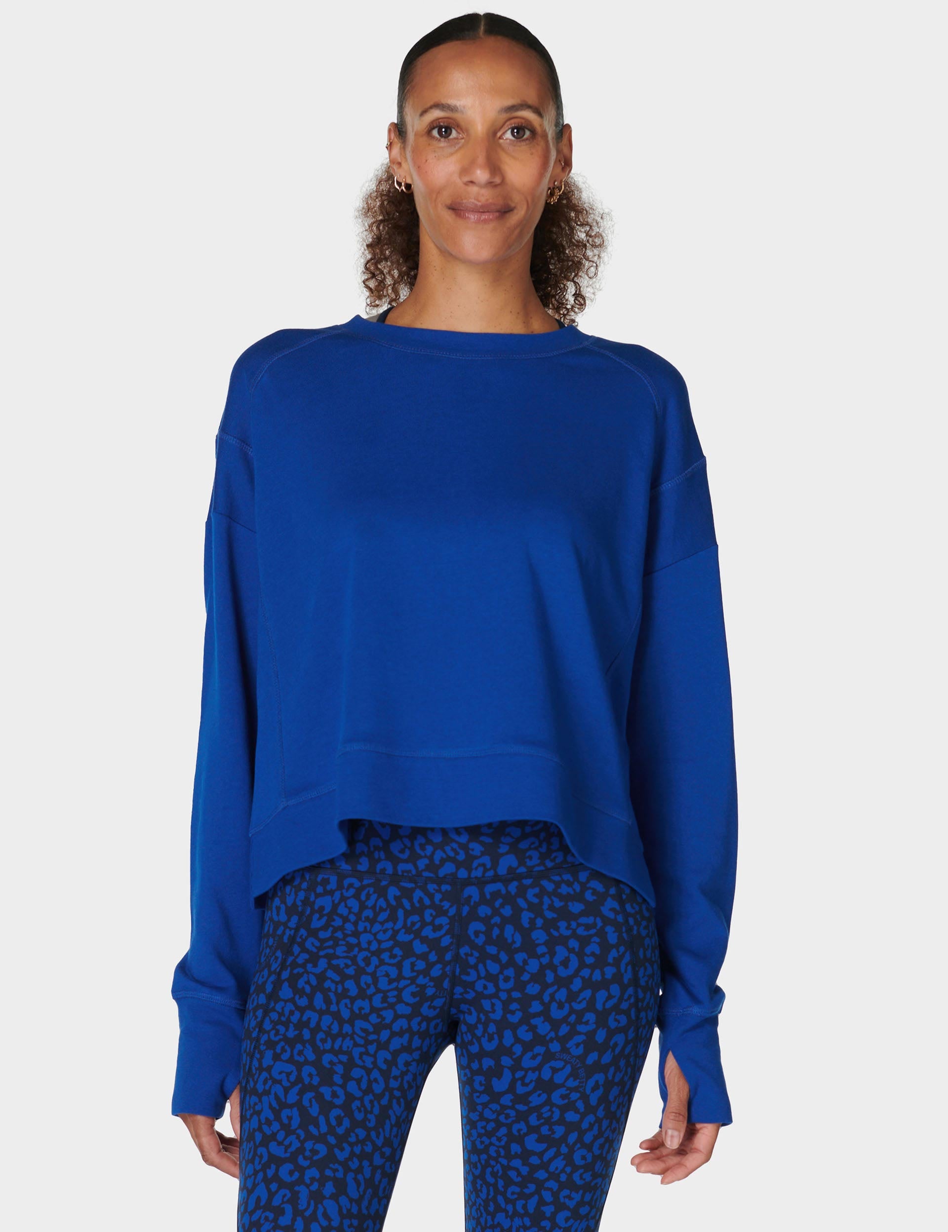 After School Crop Sweatshirt for Women - Lightning Blue | Comfortable Casual Pullover for Teens & College Students | Perfect for Lounging, Running Errands & Weekend Outfits