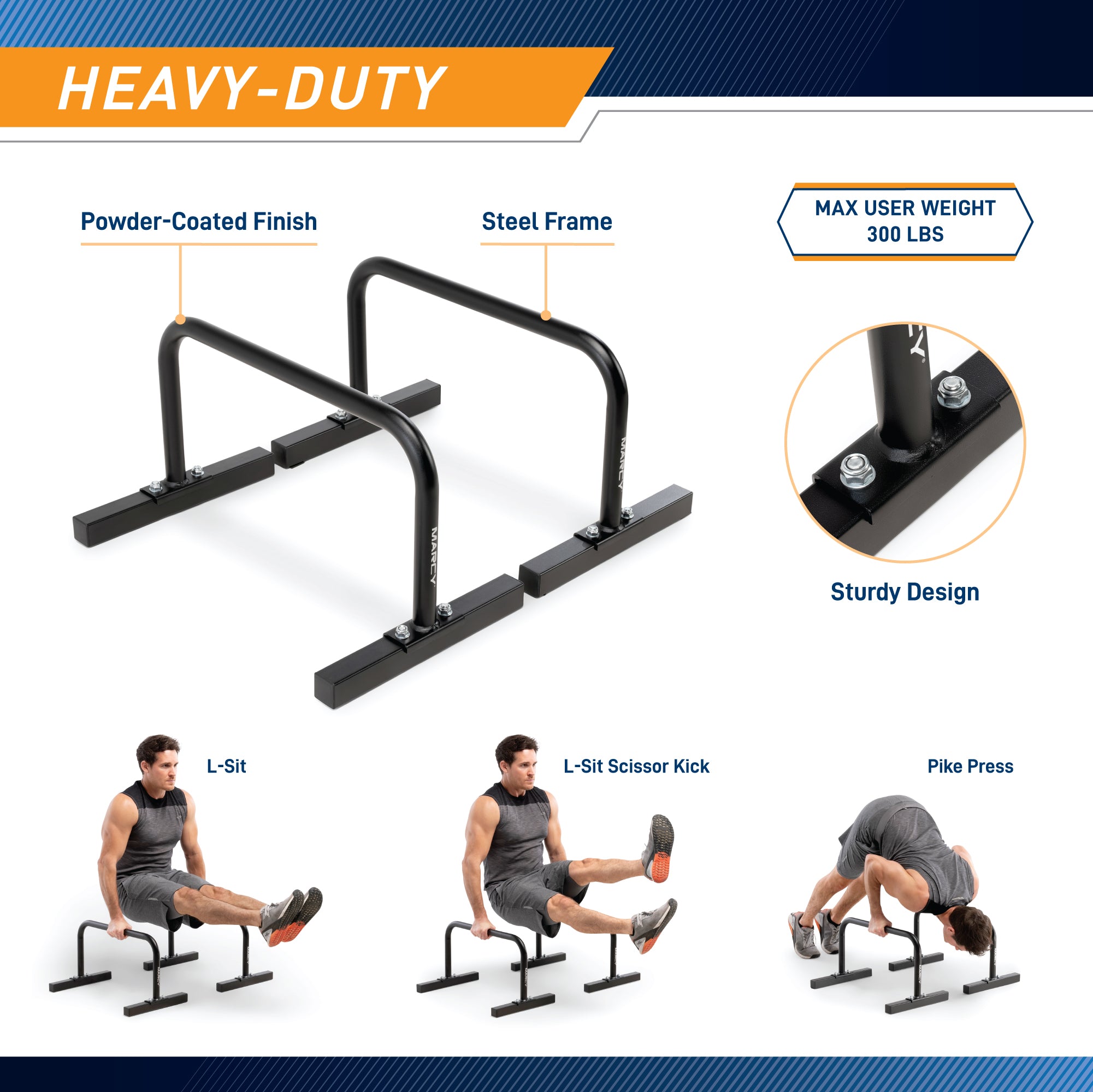 Marcy Parallette Bars for CrossFit & Calisthenics - Adjustable Height ACC 0333 PARA - Perfect for Home Gym, Street Workout & Gymnastics Training