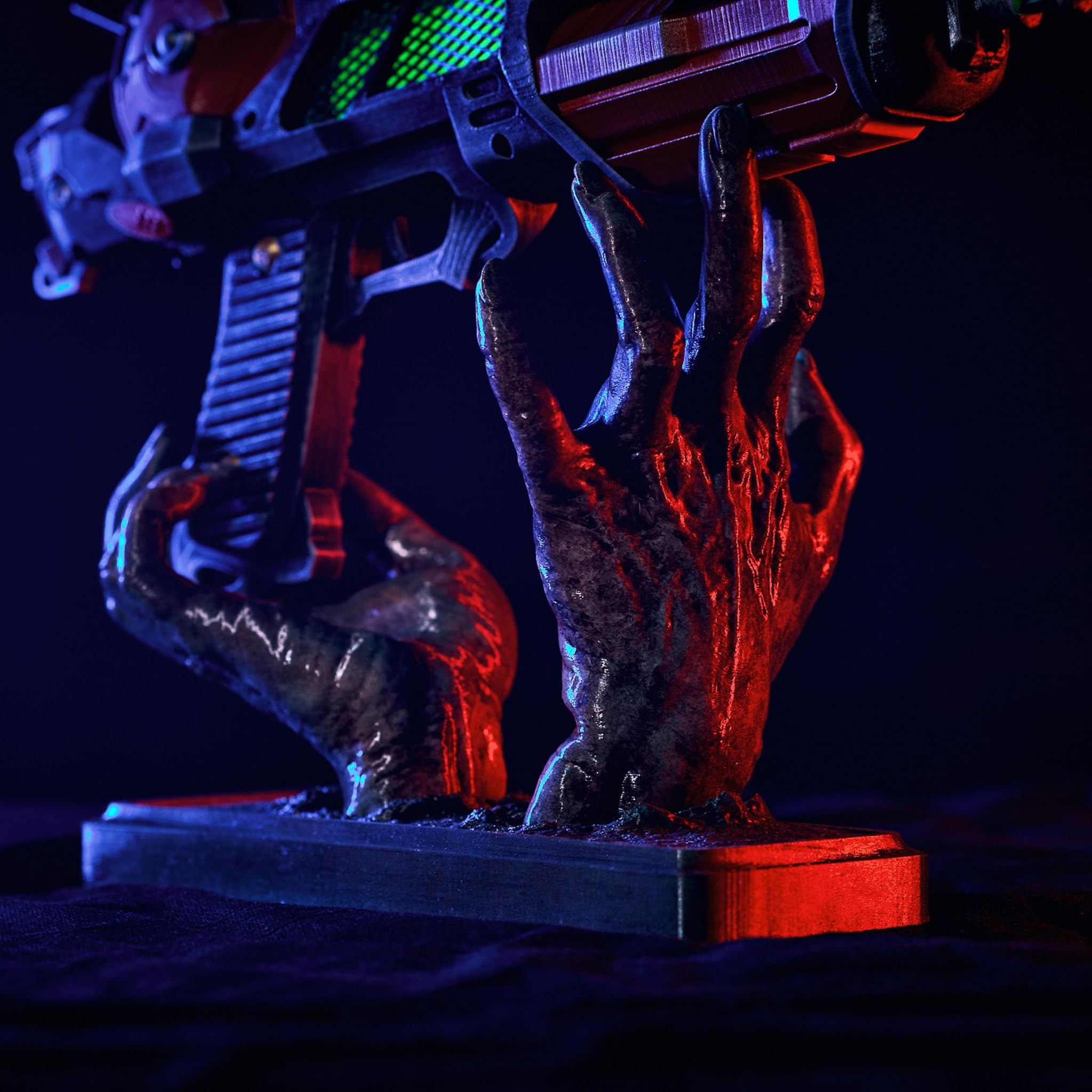 Ray Gun Mark 2 LED Replica - Call of Duty Zombies Prop for Cosplay & Collectors (Ray Gun M2 + Zombie Stand Included) - Perfect for Gaming Events, Halloween Costumes & Display Collections
