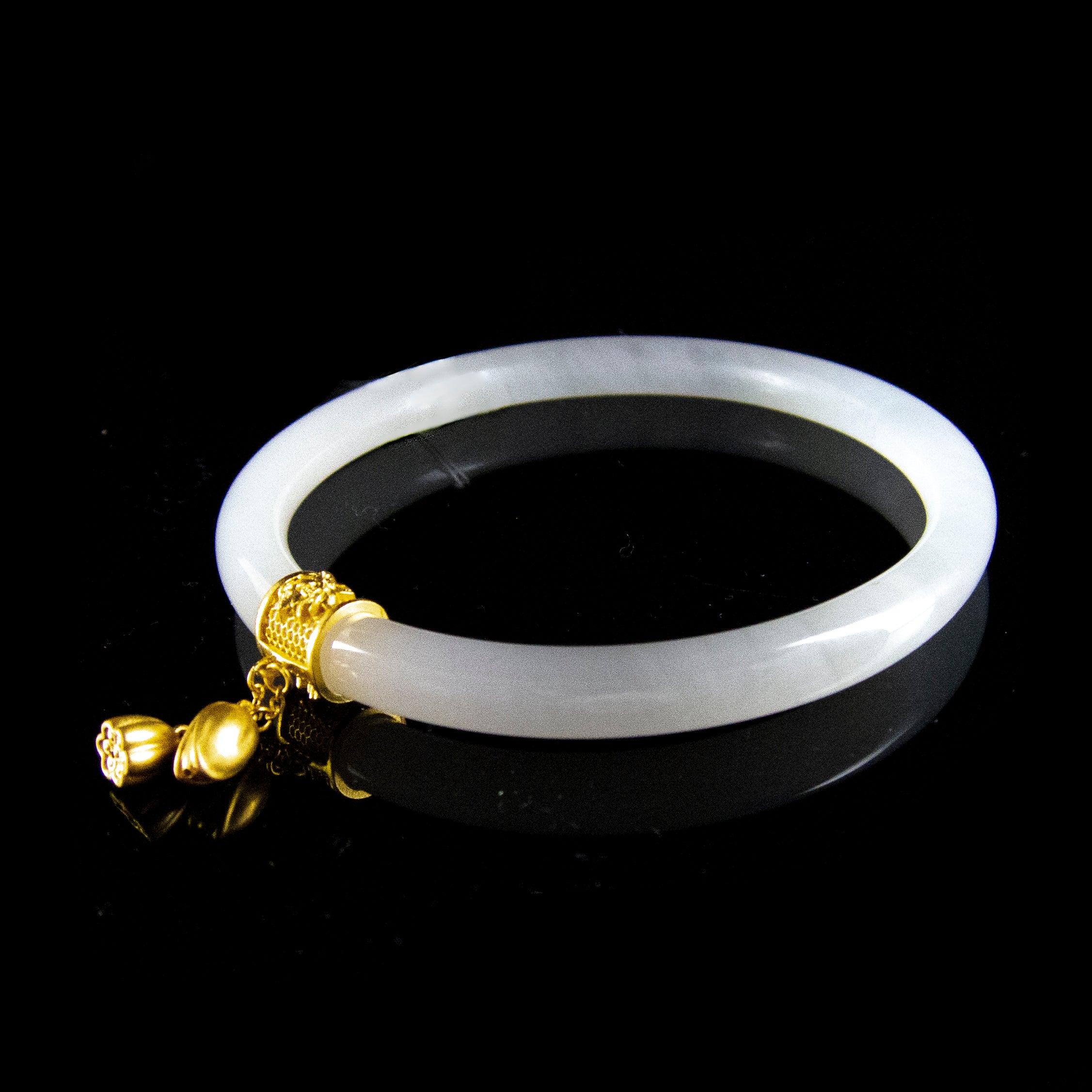 24K Gold Plated Nephrite Jade Bangle Bracelet for Women - Elegant & Luxurious Handmade Jewelry Gift for Birthday, Anniversary, and Special Occasions