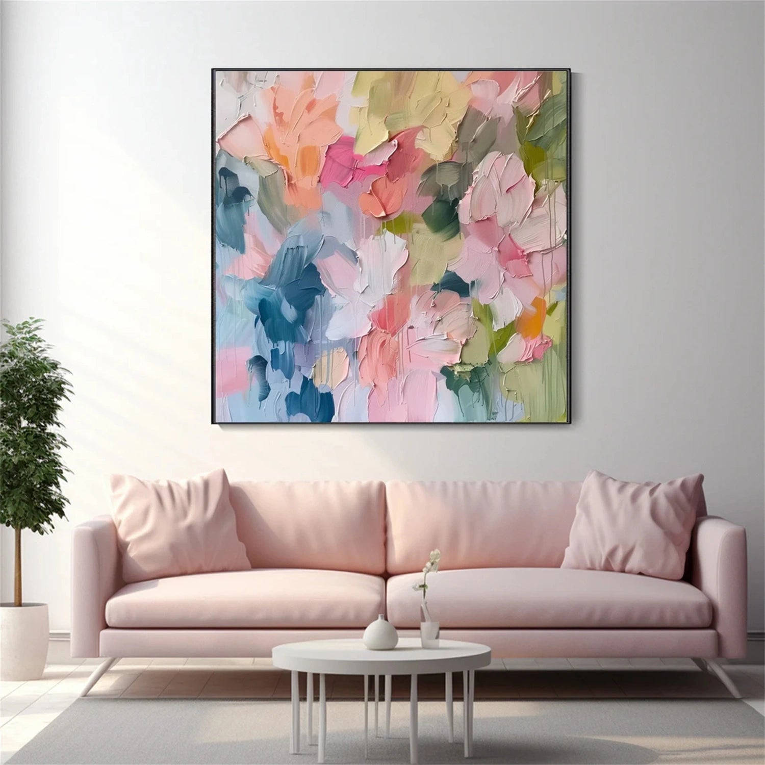 Beautiful Flower and Tree Painting #FT098 - Handmade Canvas Art for Home Decor, Living Room, Bedroom & Office Wall