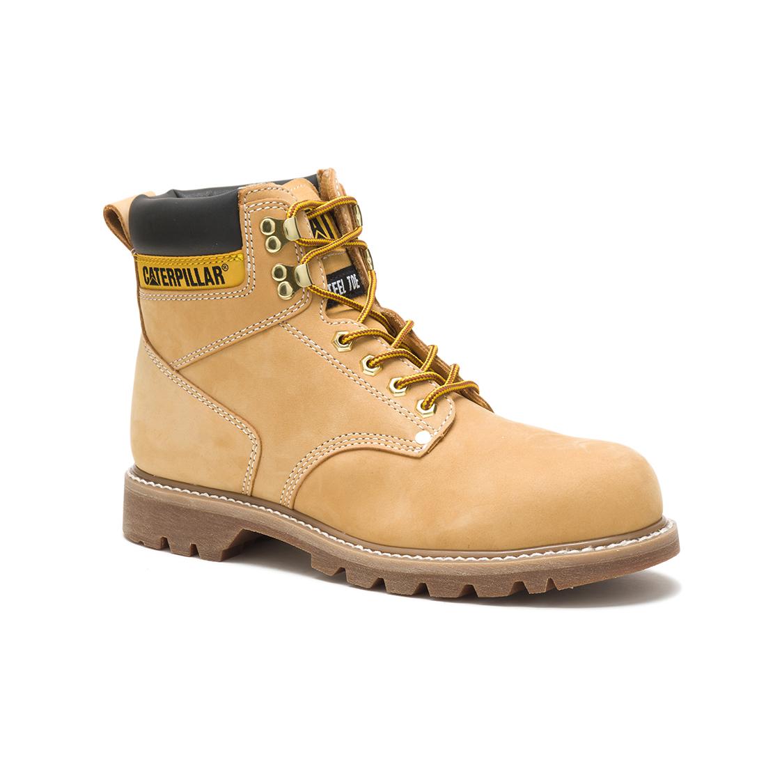 Honey Brown Steel Toe Work Boots for Men - Comfortable & Durable Safety Shoes for Construction, Warehouse & Outdoor Work