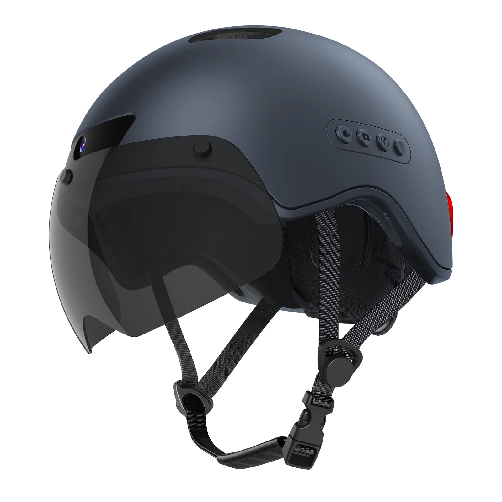 KRACESS Smart Bike Helmet for Adults - Built-in Driving Recorder, LED Taillight & Detachable Visor - Lightweight Urban Commuter Cycling Helmet for Men & Women - Perfect for City Riding, Cycling Safety & Night Commutes