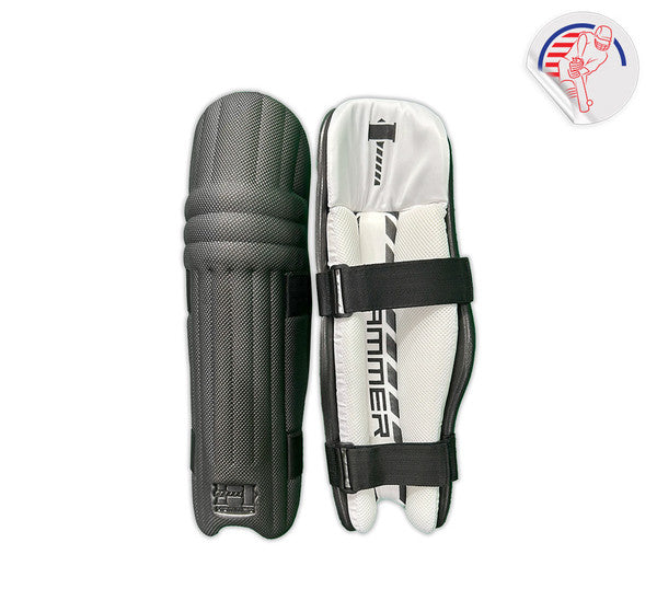 Hammer Junior Moulded Batting Pad 2024 - Black Cricket Protective Gear for Youth Players - Perfect for Practice & Matches