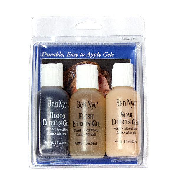 Ben Nye Effects Gel Wound Kit - Professional 3-Piece Special FX Makeup Set for Halloween, Cosplay & Theater - Create Realistic Scars & Injuries