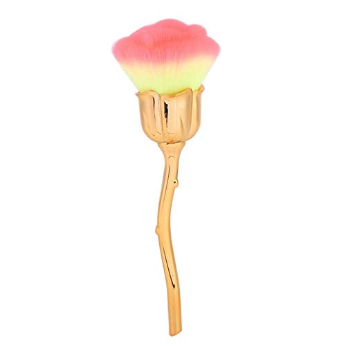 2 Colors Nail Dust Brush - Durable Rose-Shaped Nail Art Brush for Cleaning Nail Surface (Light Yellow + Rose Powder) | Perfect for Nail Salons, DIY Manicures & Professional Nail Artists
